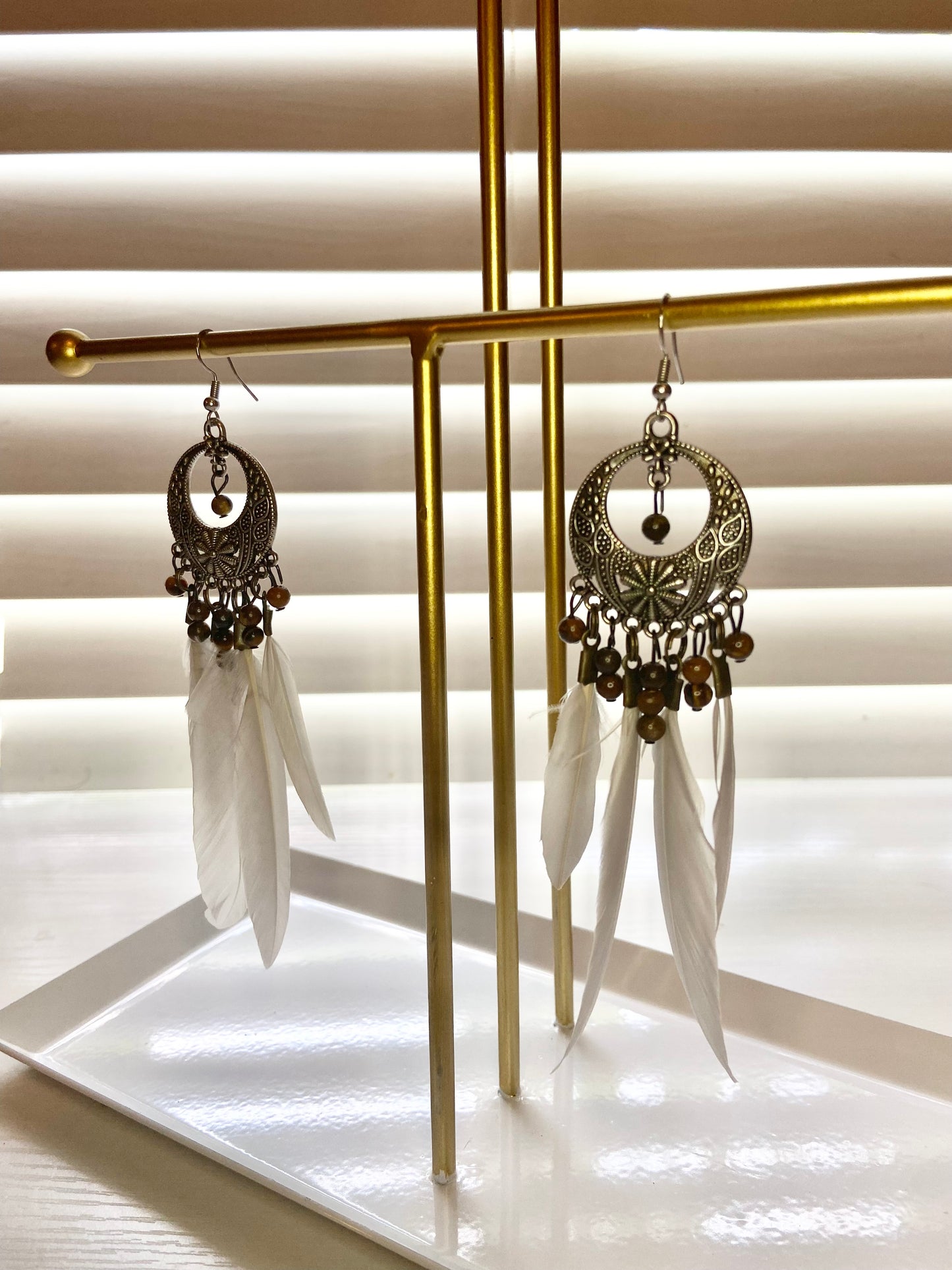 White Boho Earrings