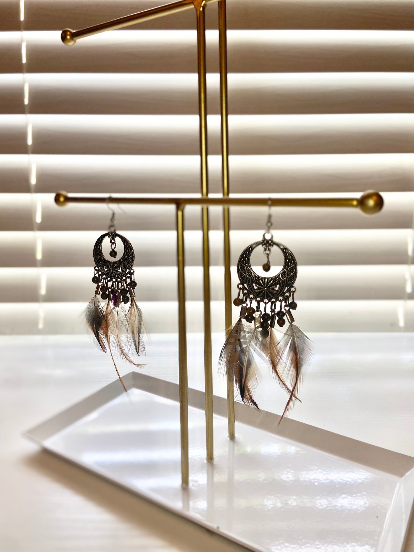 Pheasant Tiger Eye Boho Earring