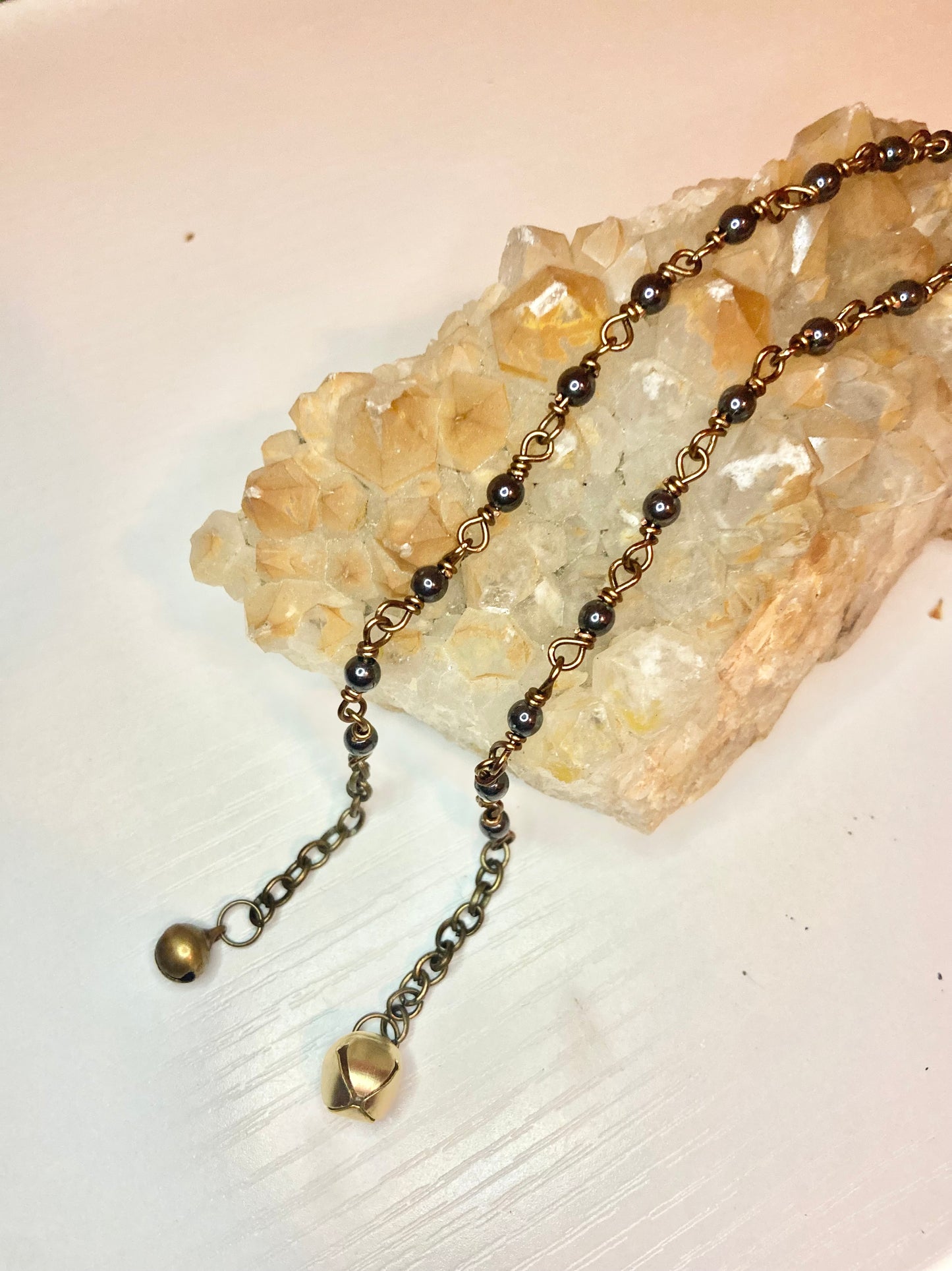 Matching Hematite Anklet and Cat Collar