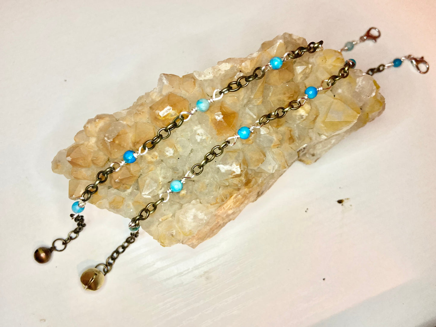 Matching Blue Lace Agate Anklet and Cat Collar