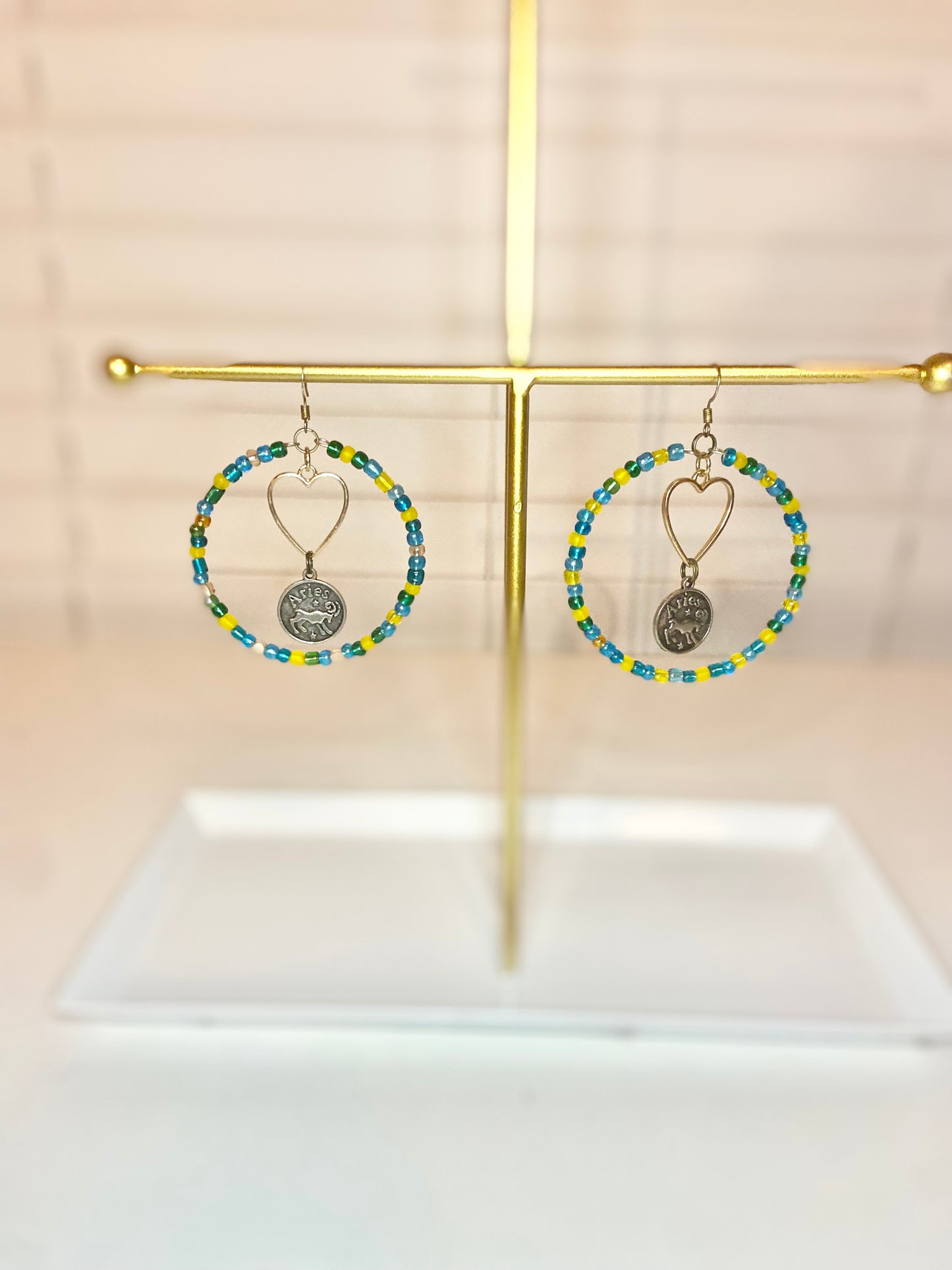 Blue and Yellow Aries Earring
