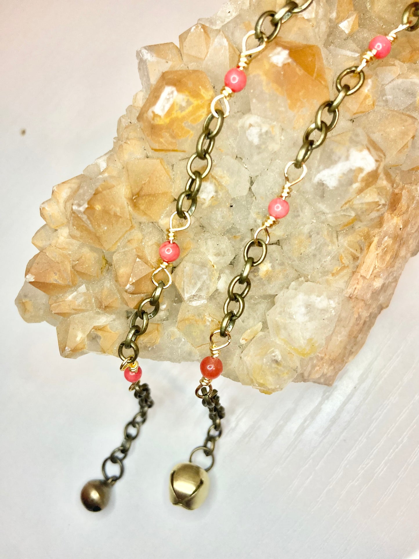 Matching Coral Anklet and Cat Collar