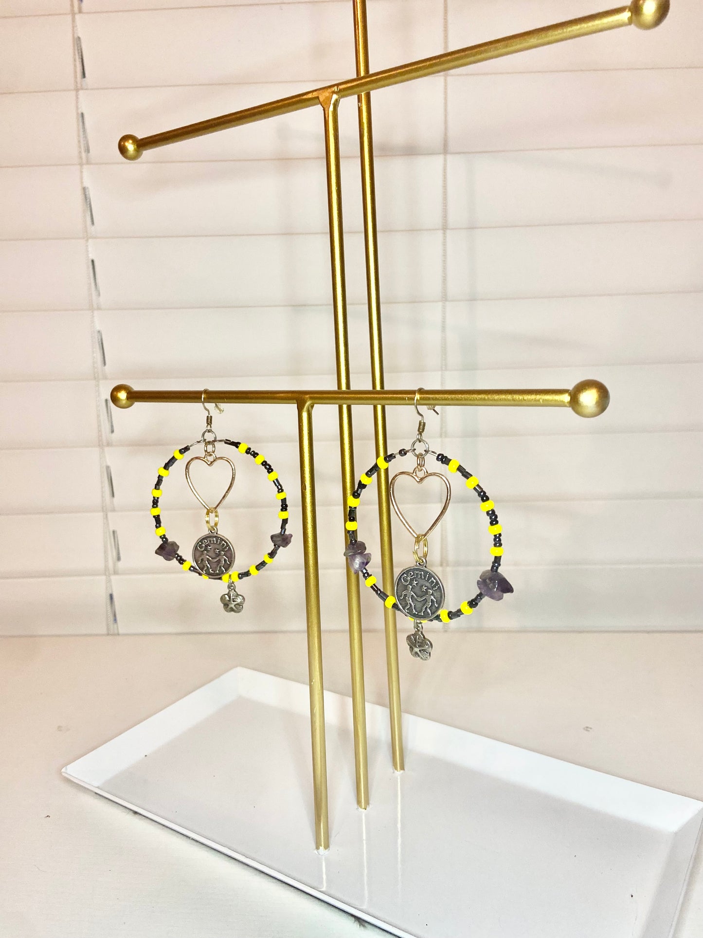Yellow Amethyst Gemini Hoops