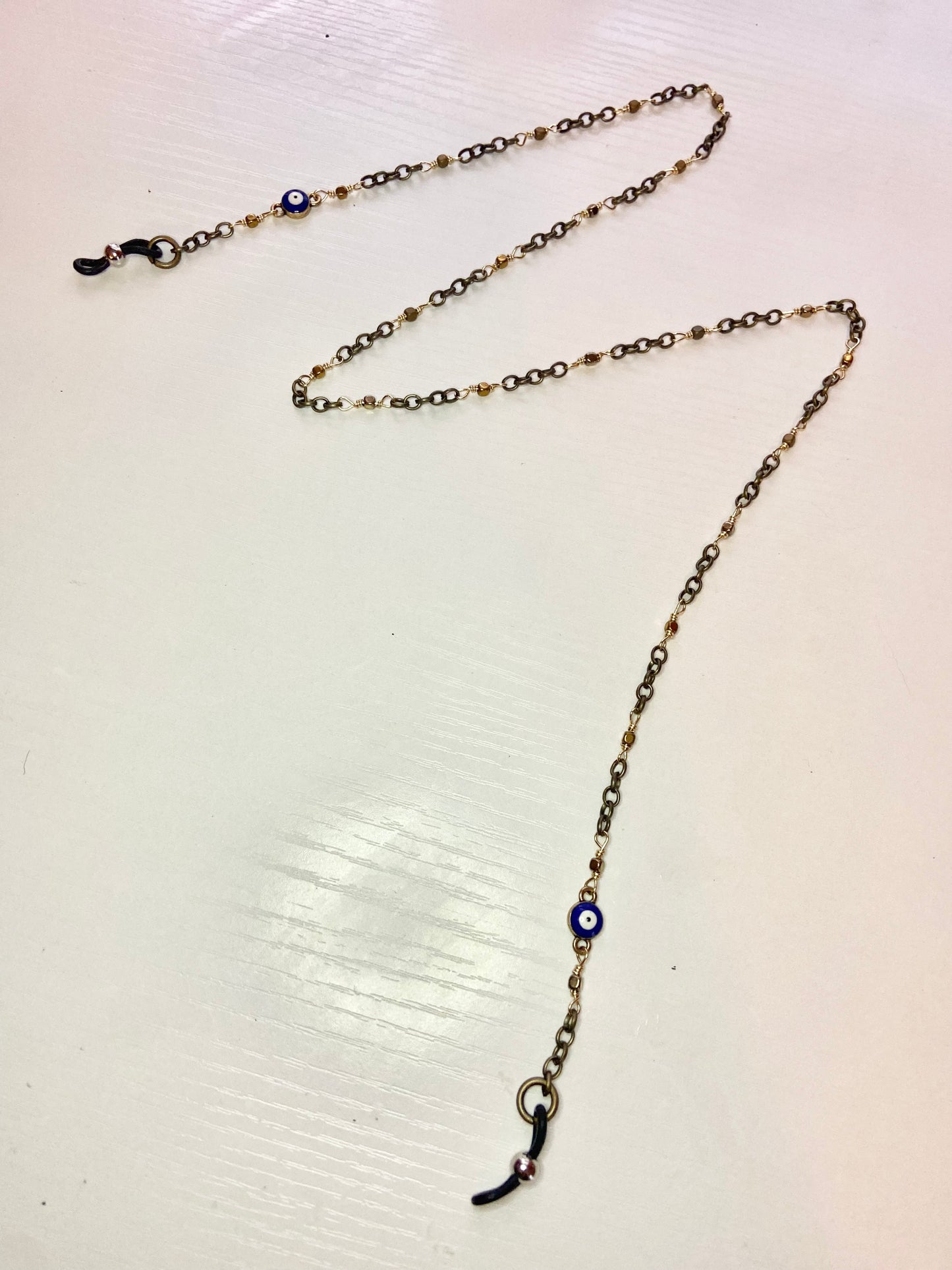 Simple Hematite Evil Eye Lanyard