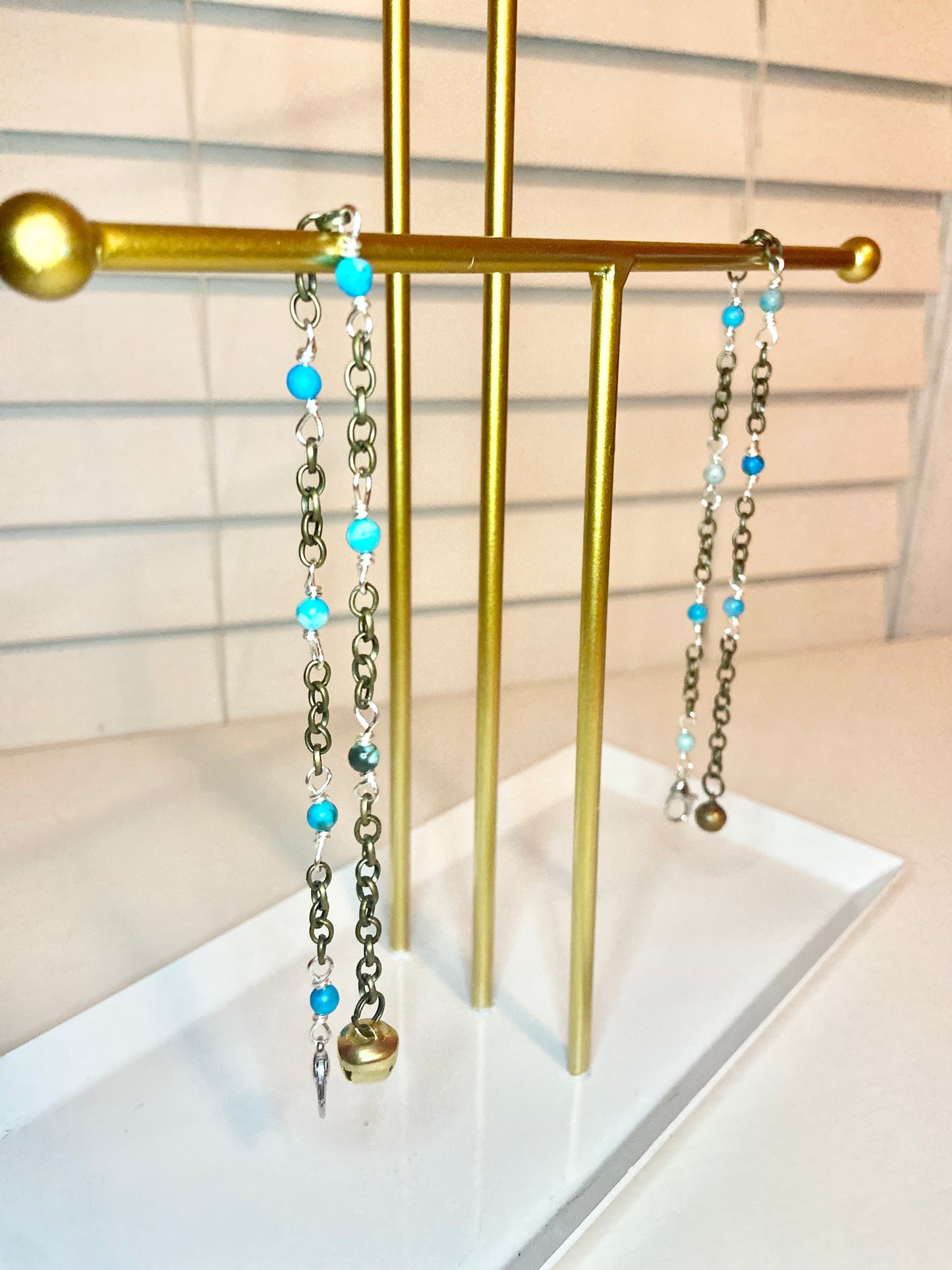 Matching Blue Lace Agate Anklet and Cat Collar