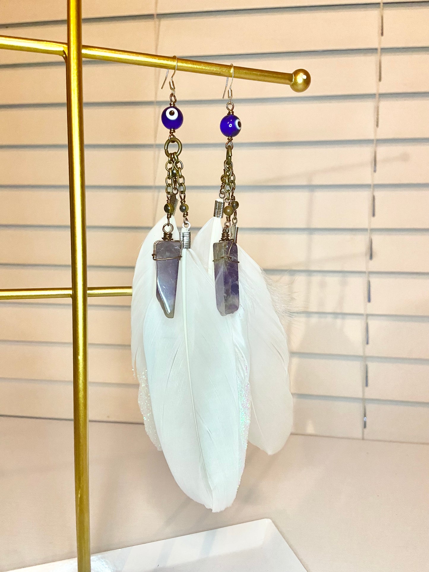 Amethyst Evil Eye Earrings