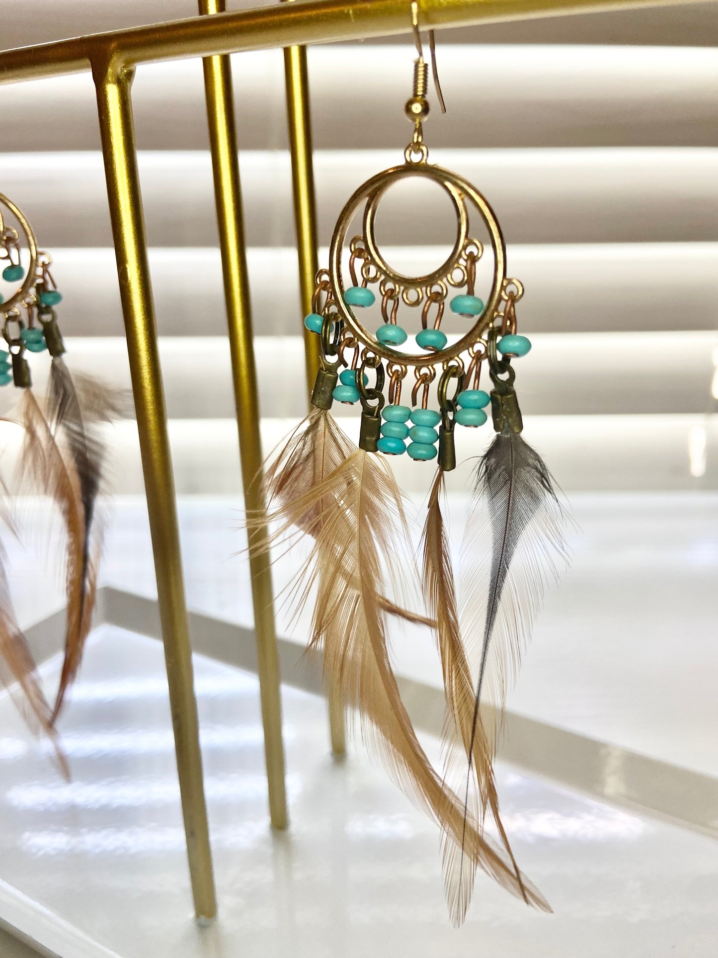 Pheasant Feather Boho Earring