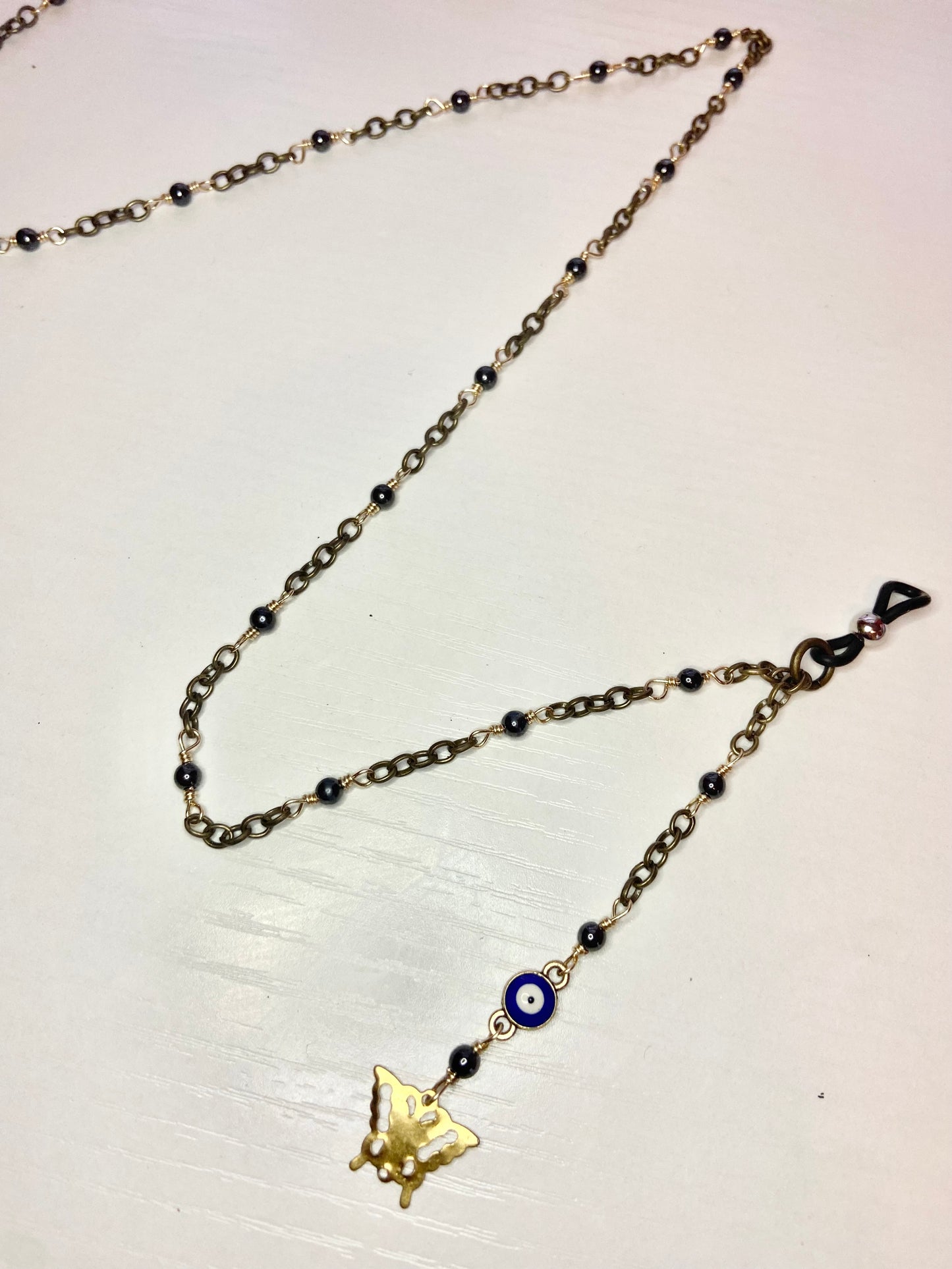 Hematite Evil Eye Lanyard