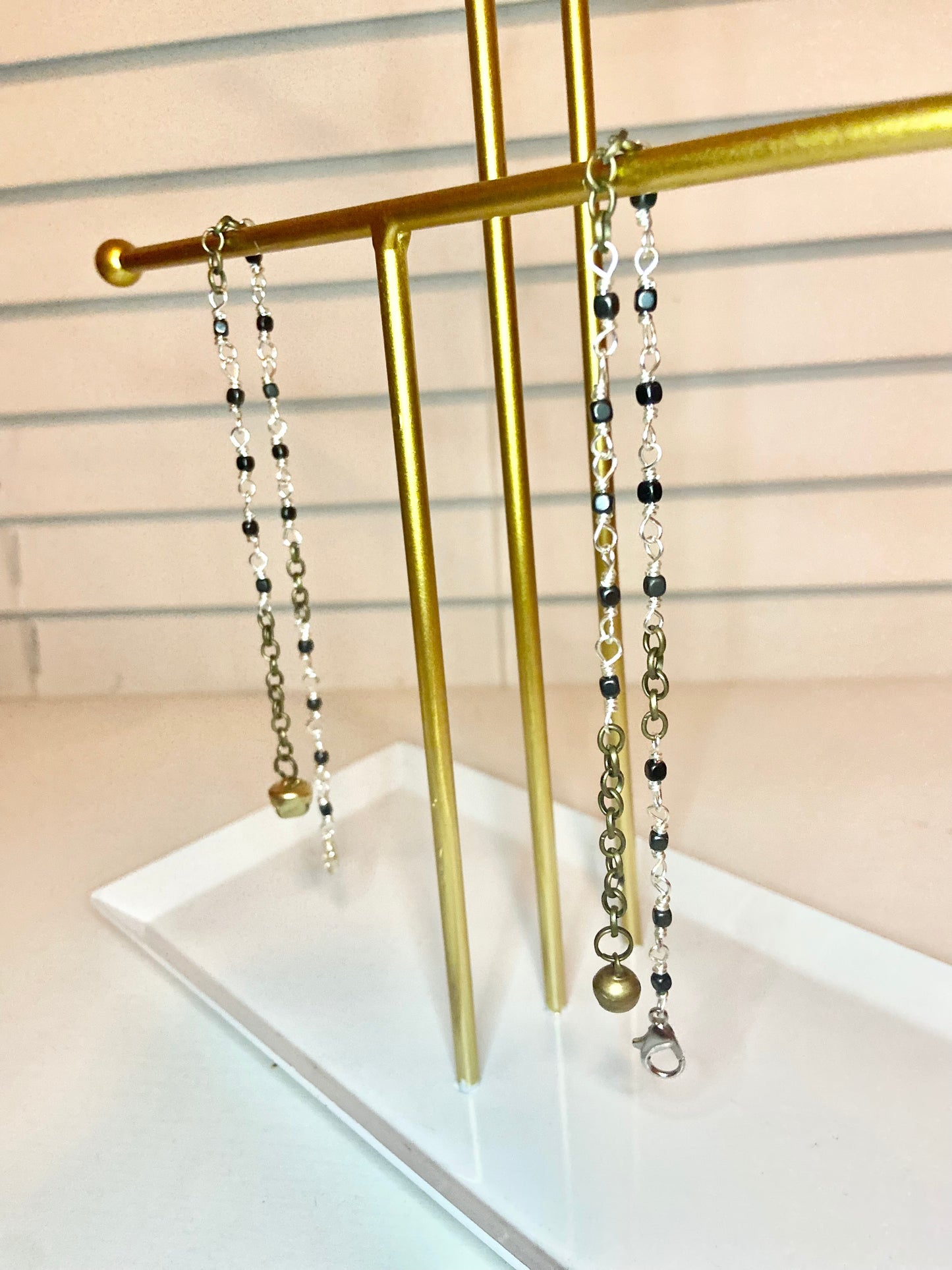 Matching Hematite Anklet and Cat Collar