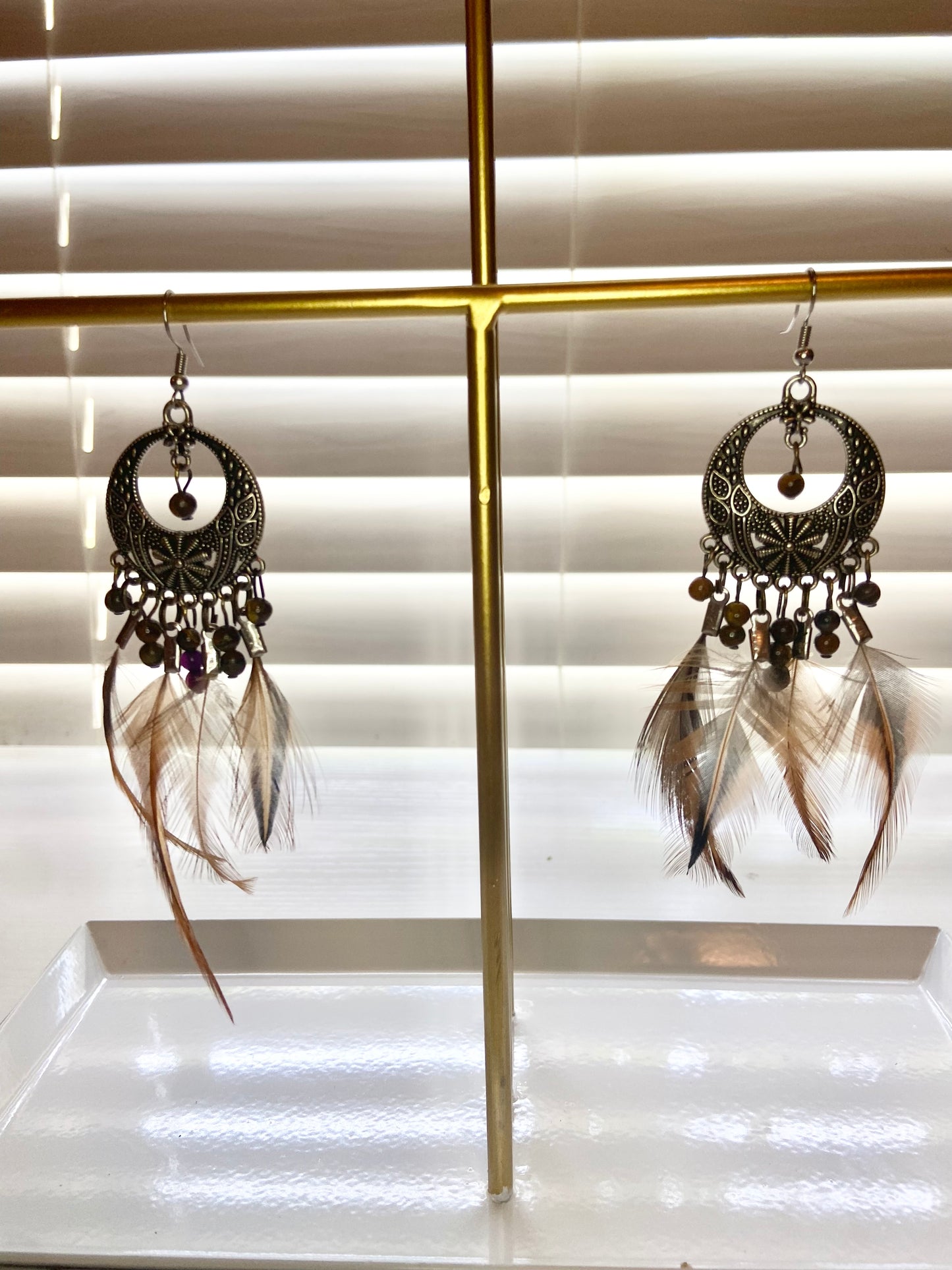 Pheasant Tiger Eye Boho Earring