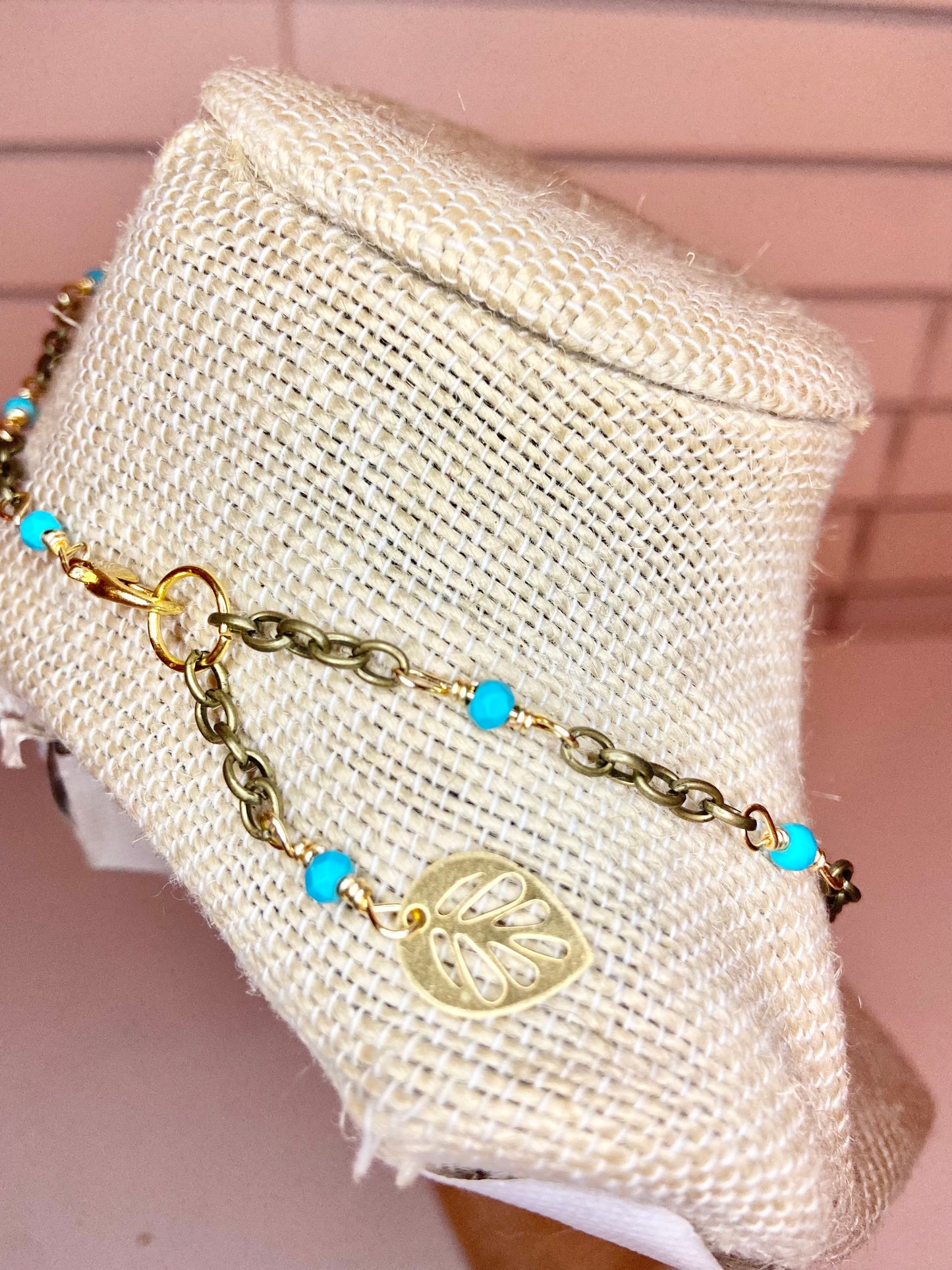 Turquoise and Gold Charm Choker