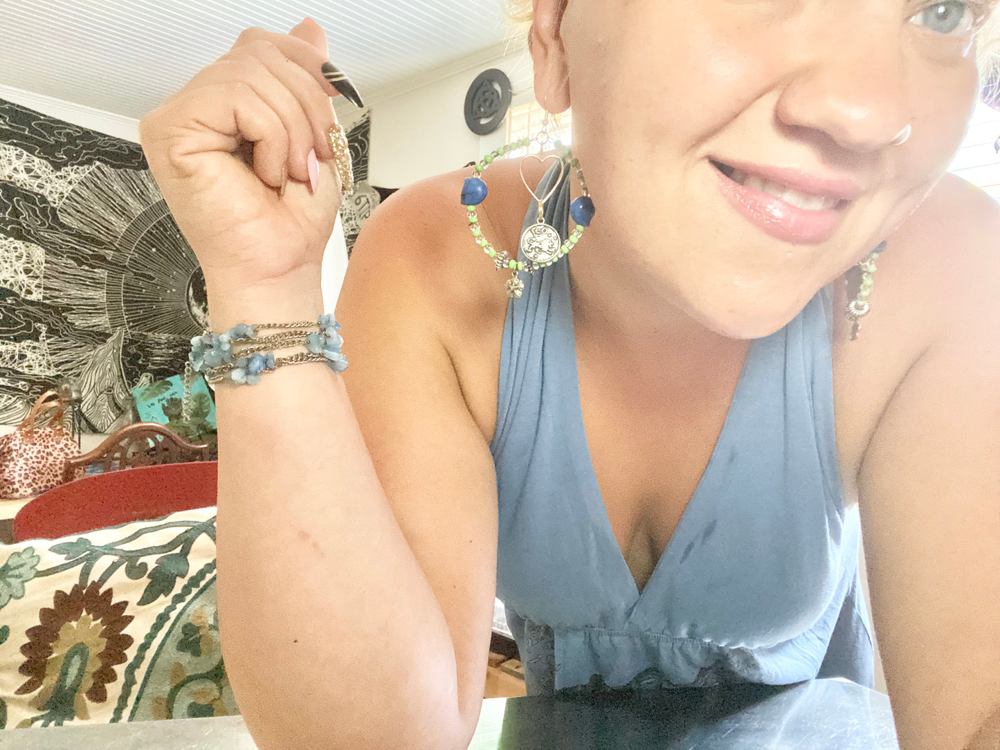 Blue and Green Leo Hoop