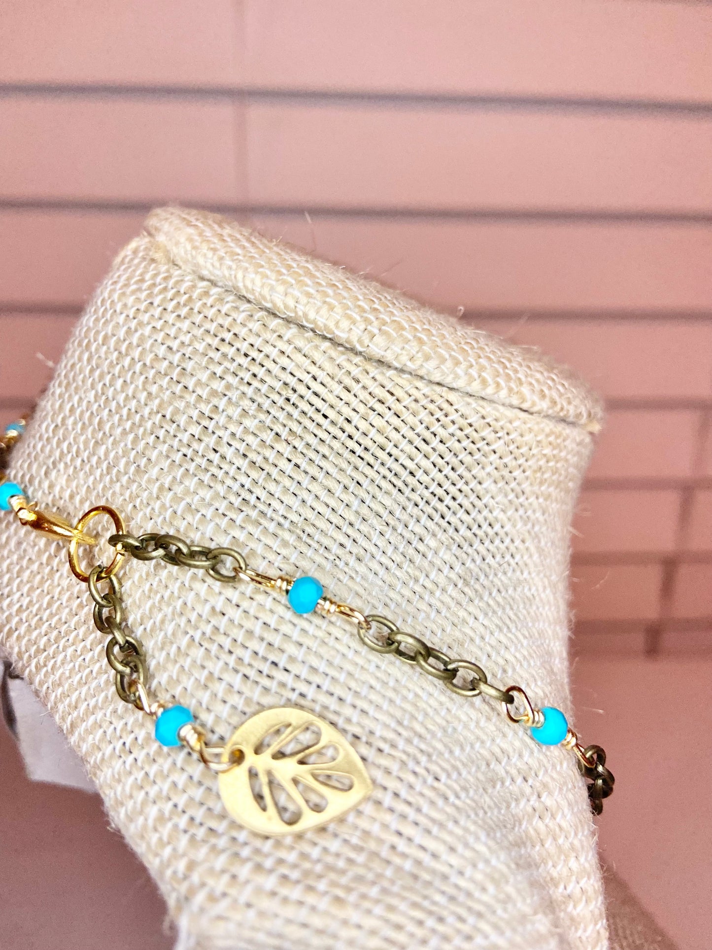 Turquoise and Gold Charm Choker
