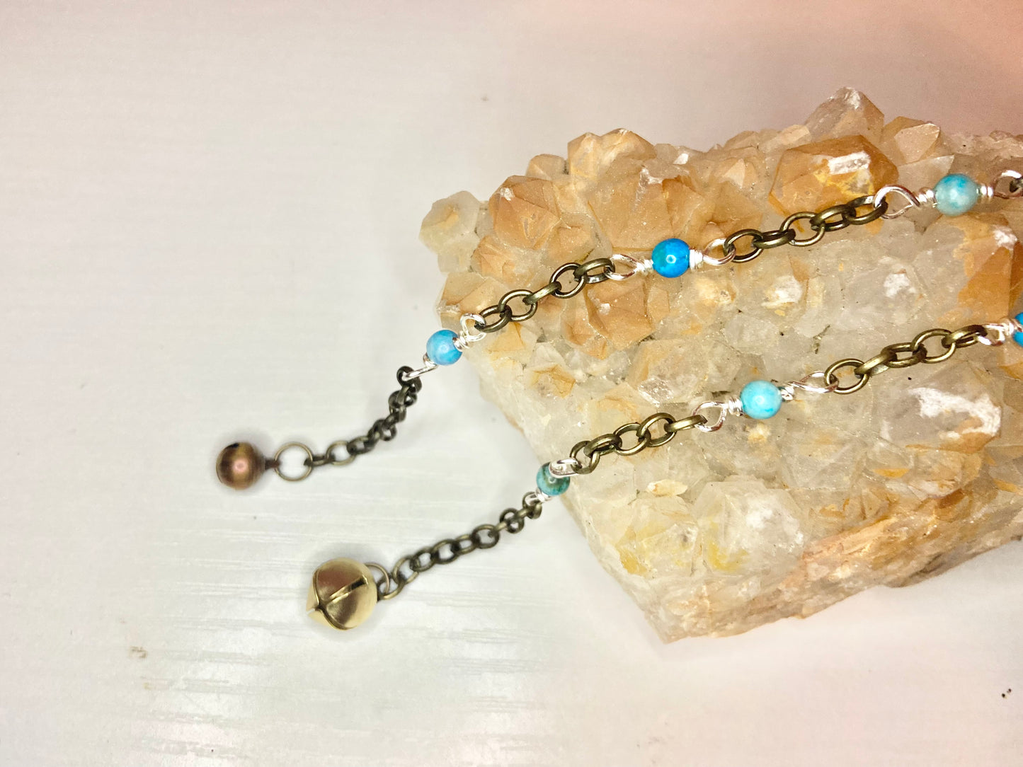 Matching Blue Lace Agate Anklet and Cat Collar