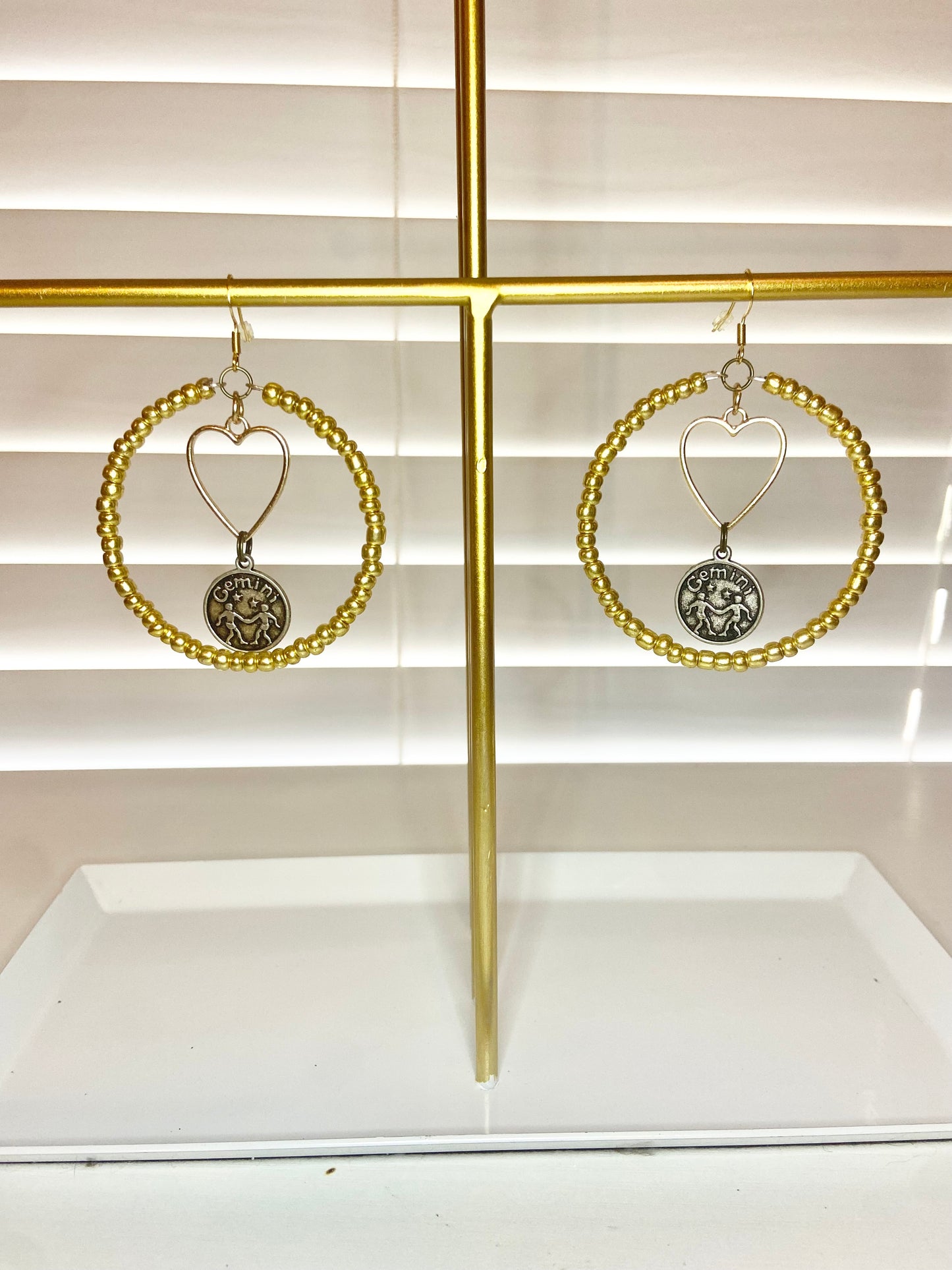 Gold Gemini Hoop