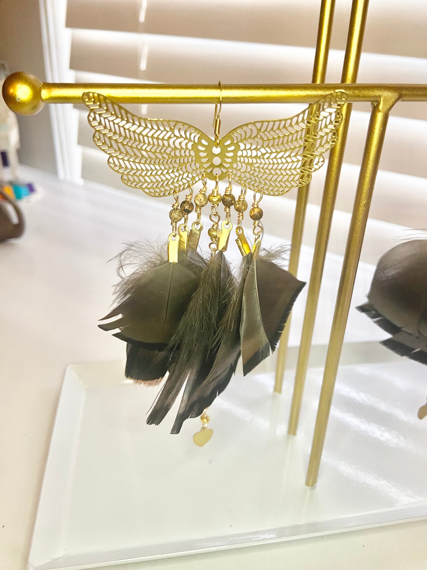 Turkey Feather Phoenix Rising Earrings