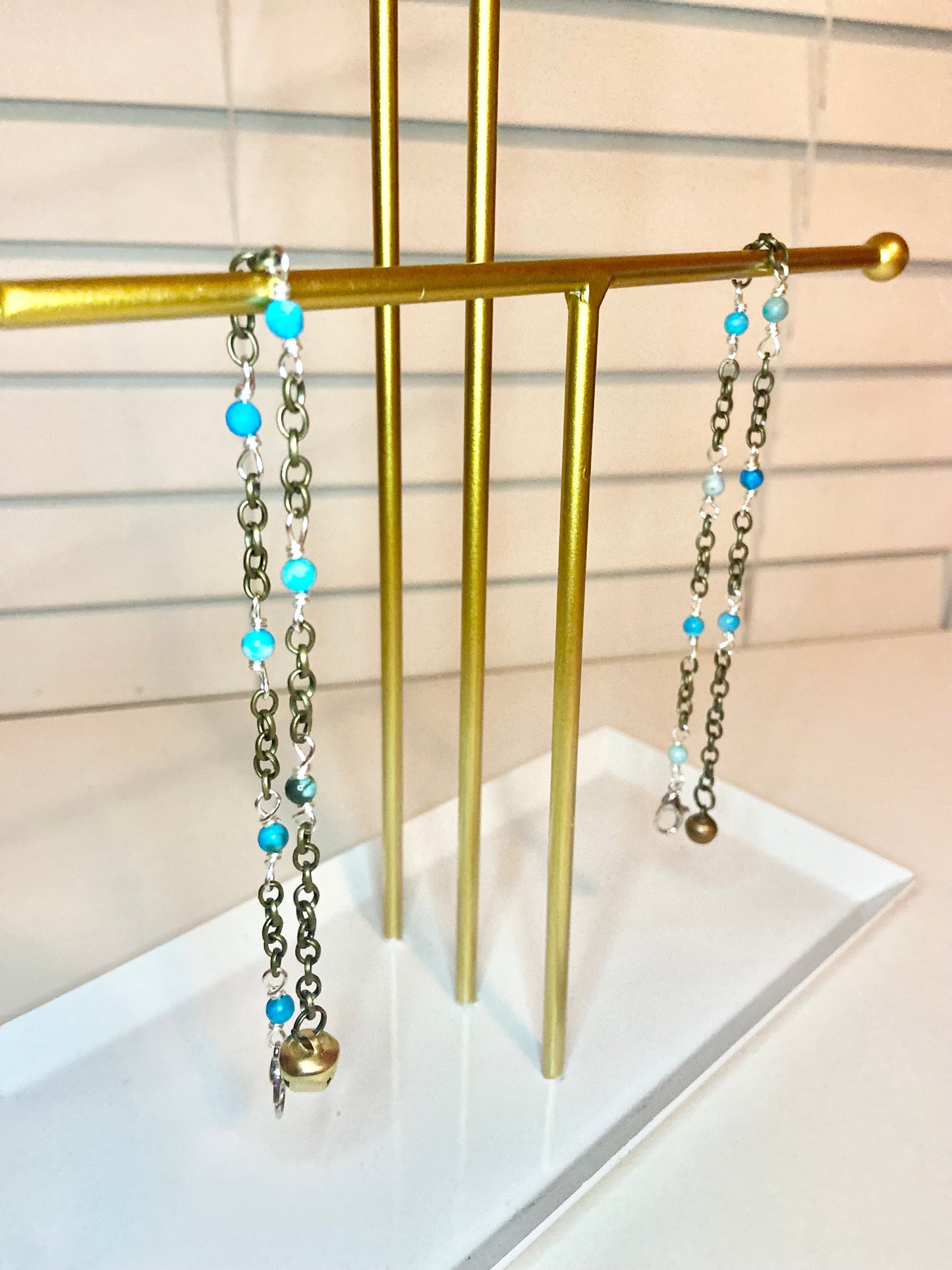 Matching Blue Lace Agate Anklet and Cat Collar