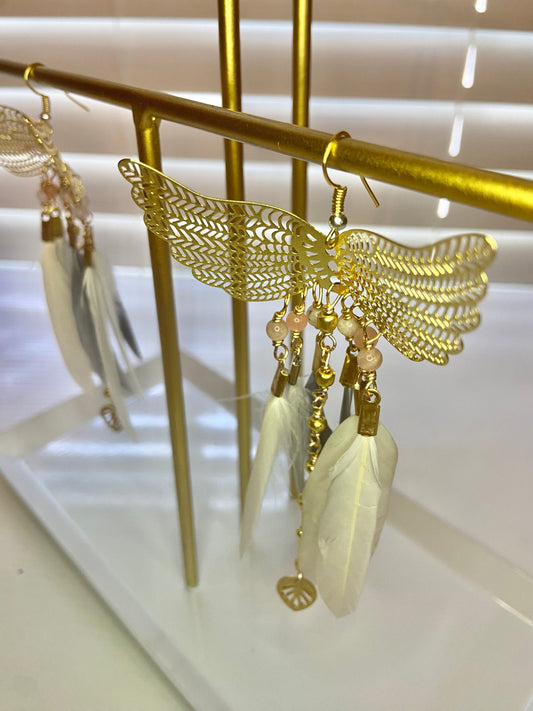 White Phoenix Rising Earrings