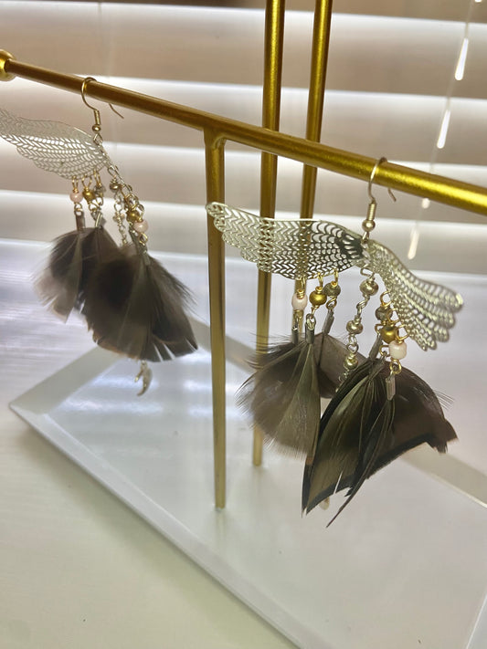 Turkey Feather Phoenix Rising Earrings