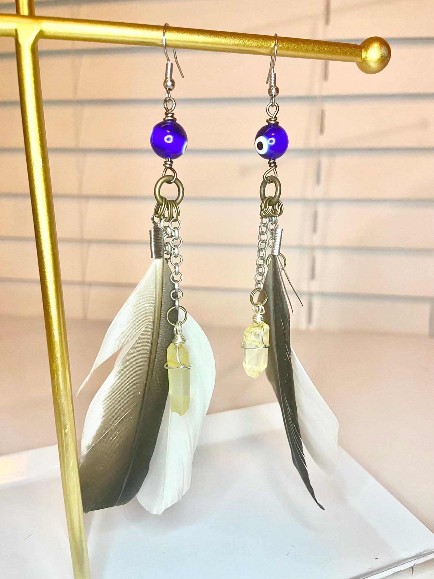 Citrine Evil Eye Earrings