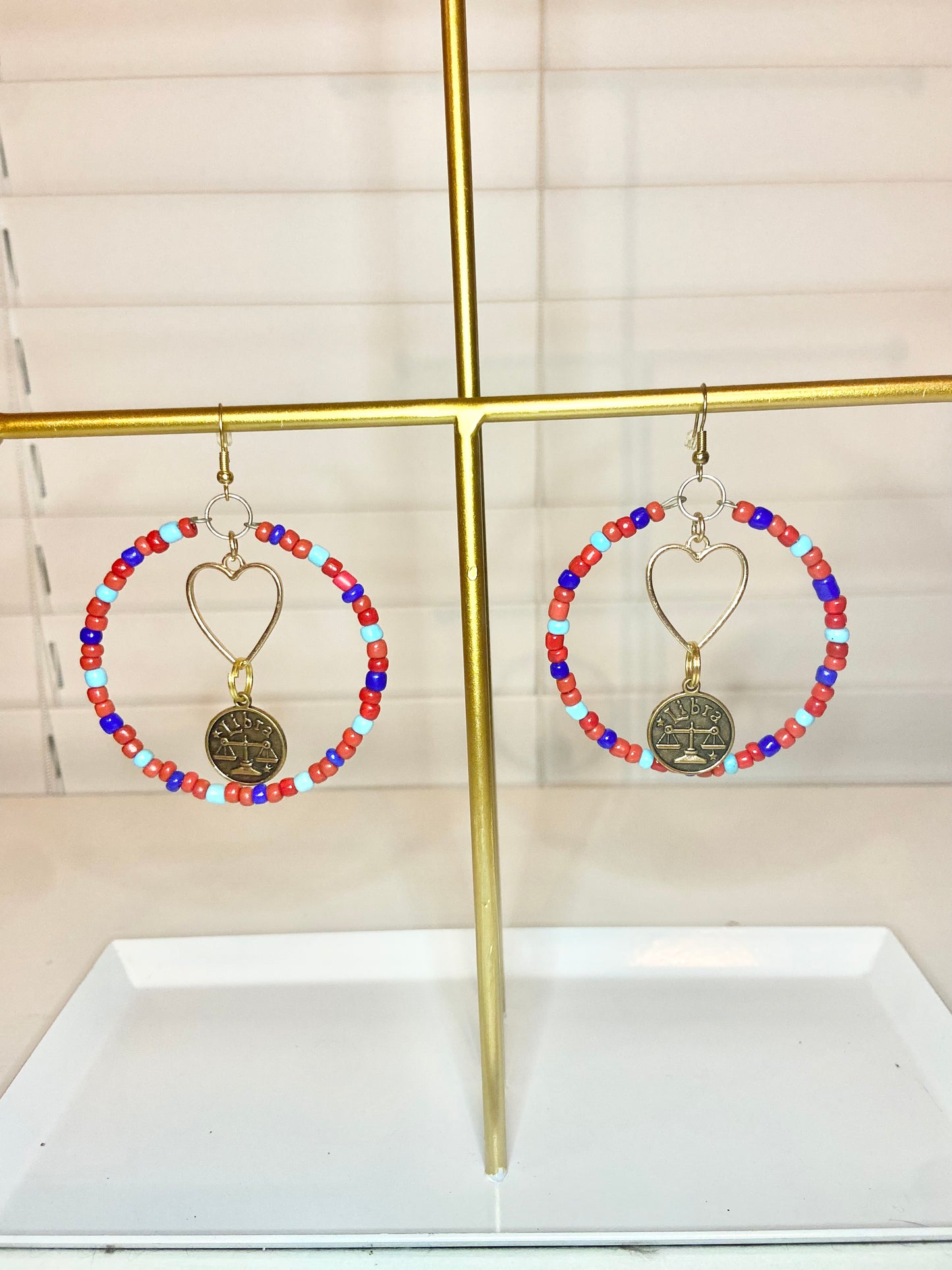 Red and Blue Libra Hoops