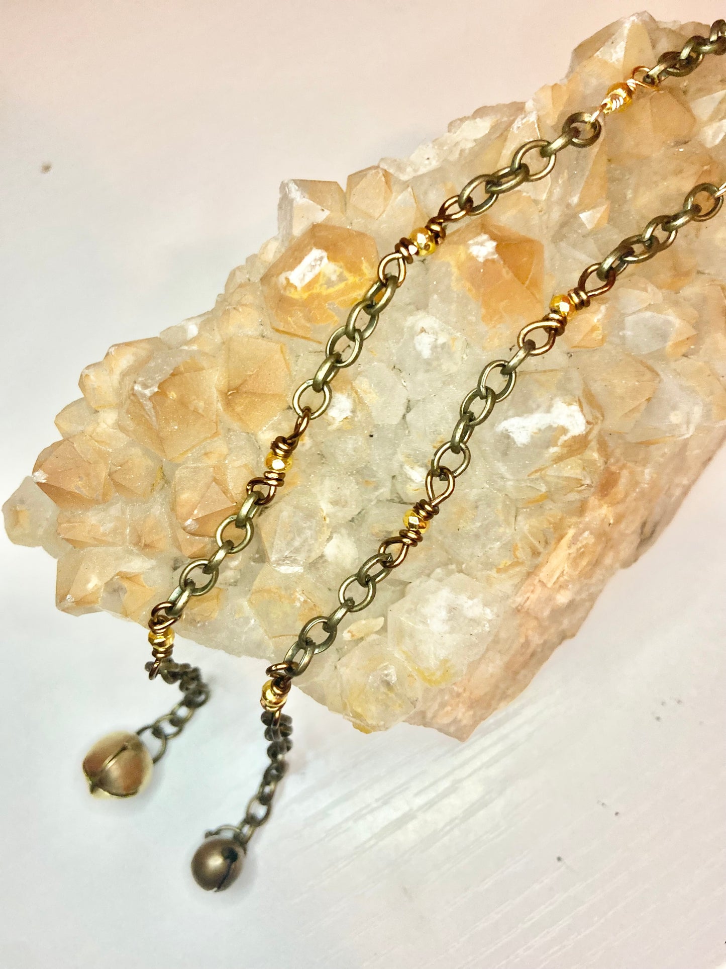 Matching Gold Hematite Anklet and Cat Collar