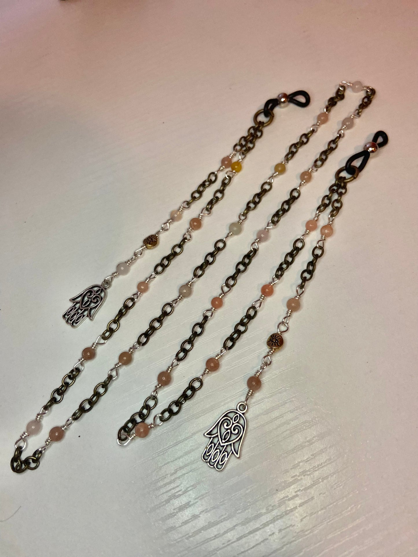 Rose Quartz Evil Eye Lanyard