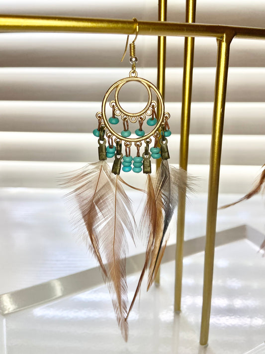 Pheasant Feather Boho Earring