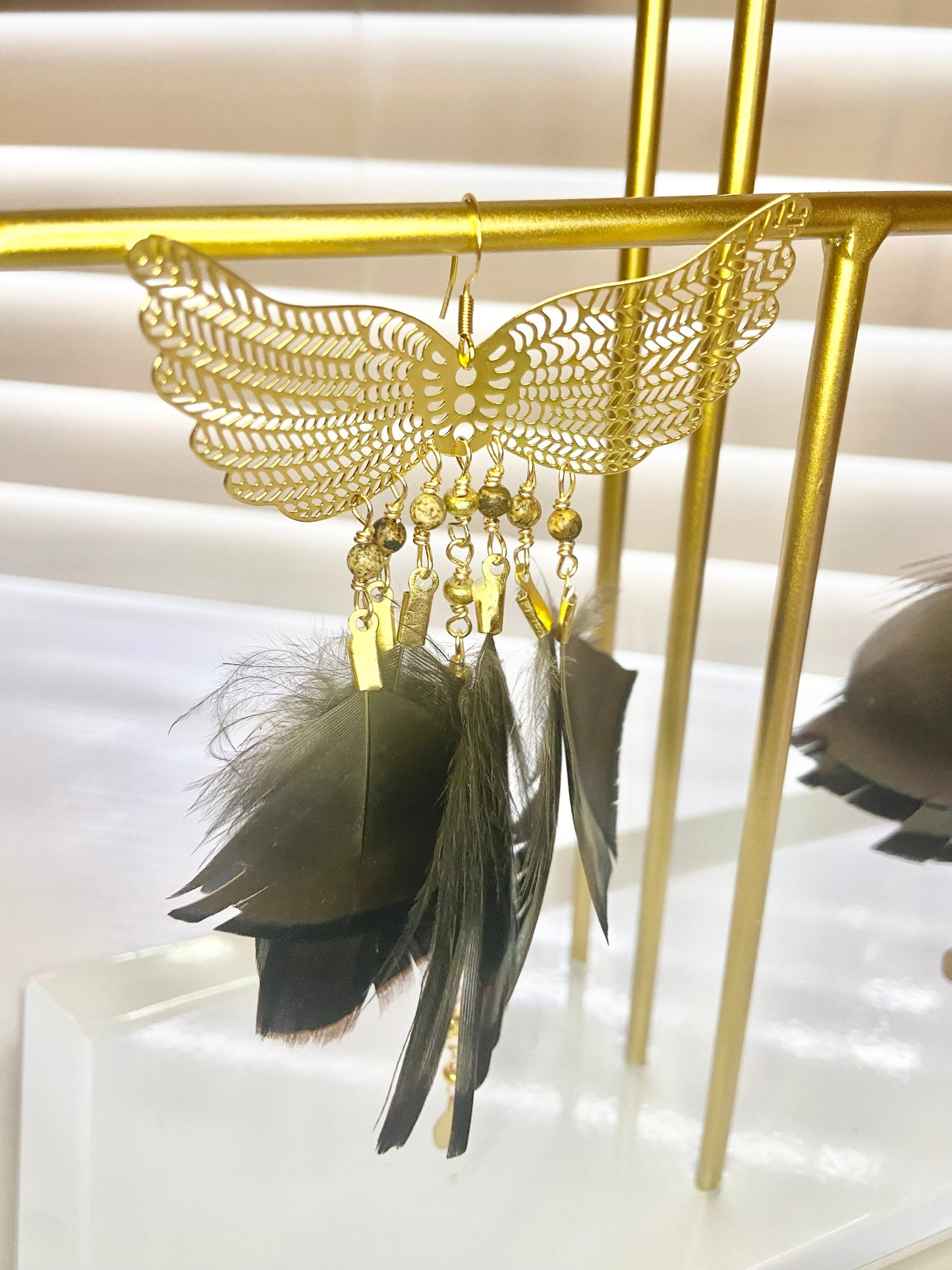 Turkey Feather Phoenix Rising Earrings