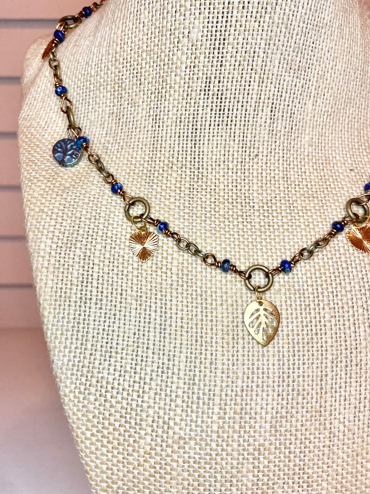 Lapis Lazuli and Gold Charm Choker