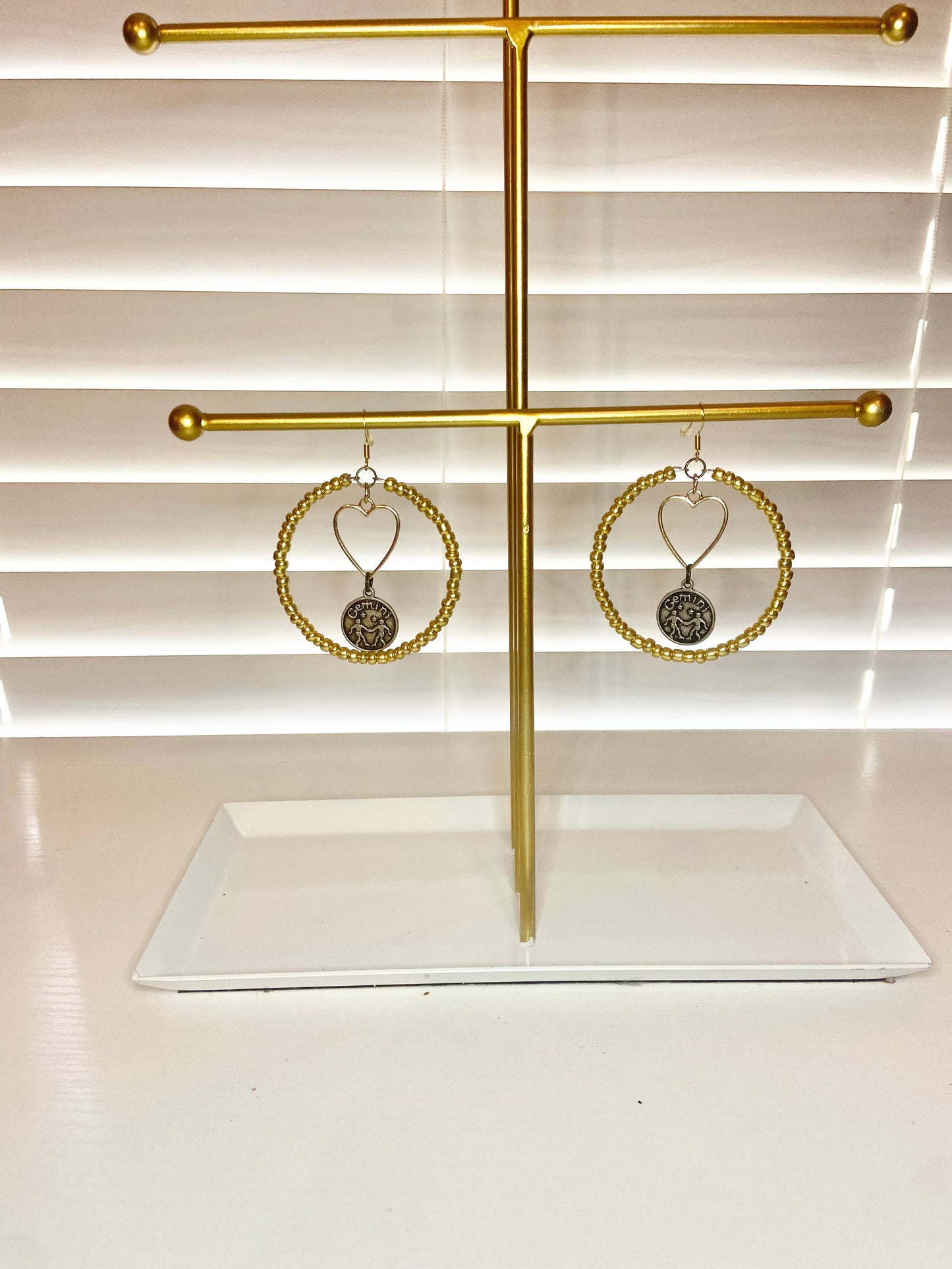 Gold Gemini Hoop