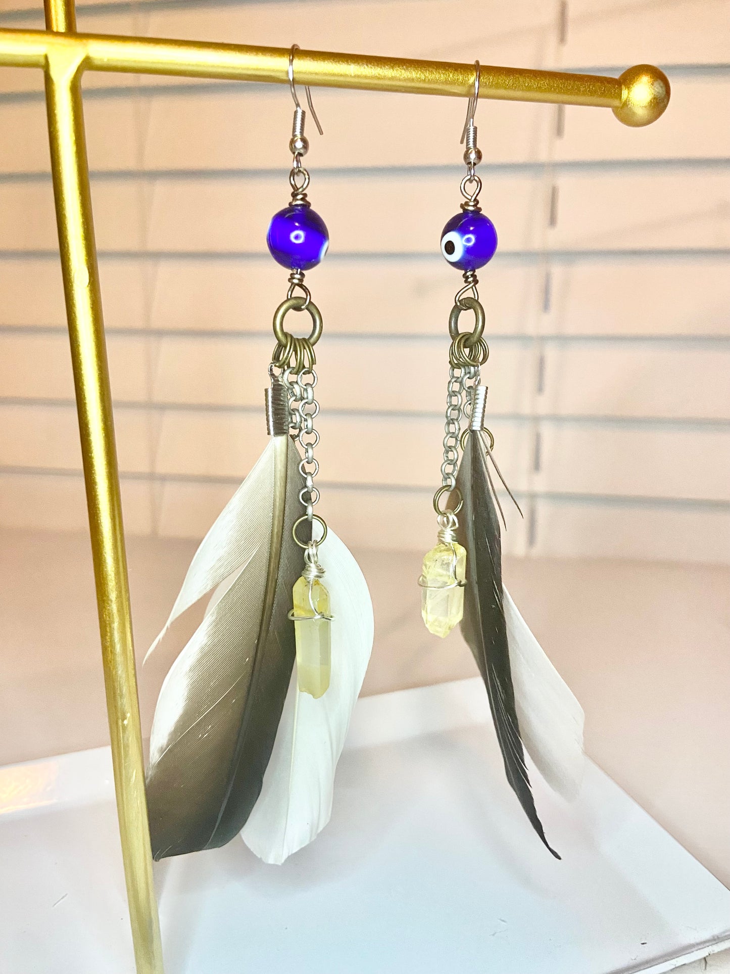 Citrine Evil Eye Earrings