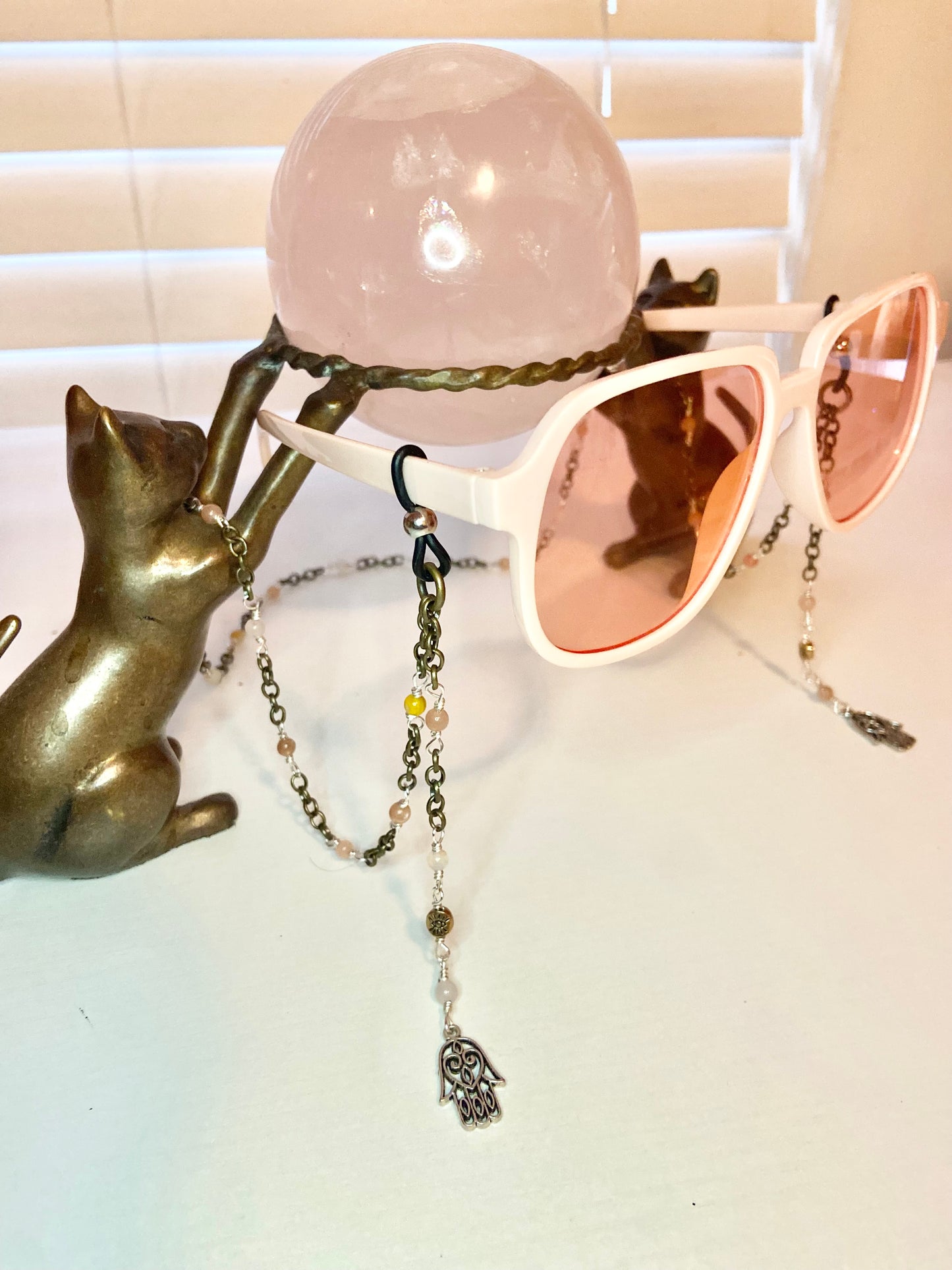 Rose Quartz Evil Eye Lanyard