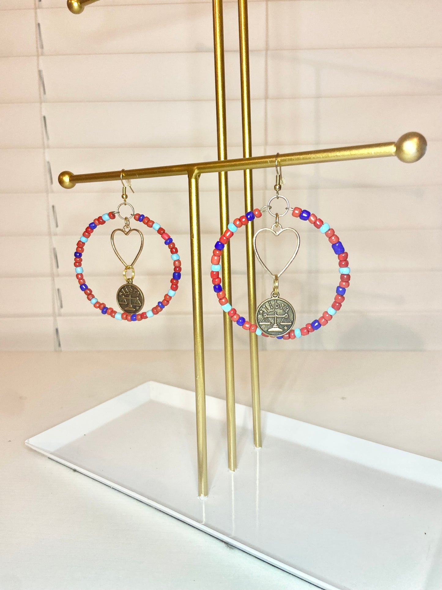 Red and Blue Libra Hoops