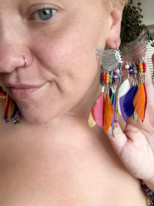 Rainbow Phoenix Rising Earrings