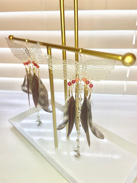 Chicken Feather Phoenix Rising Earrings