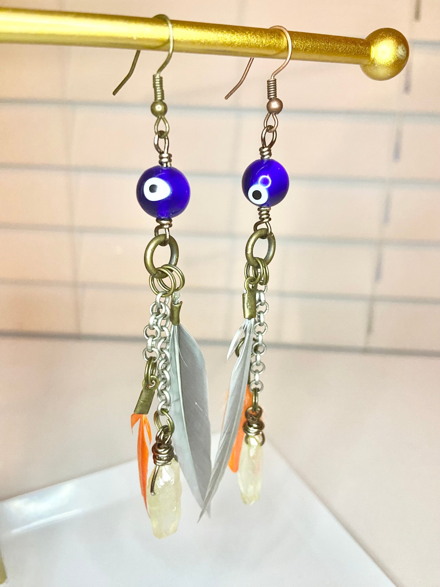 Citrine Evil Eye Earrings