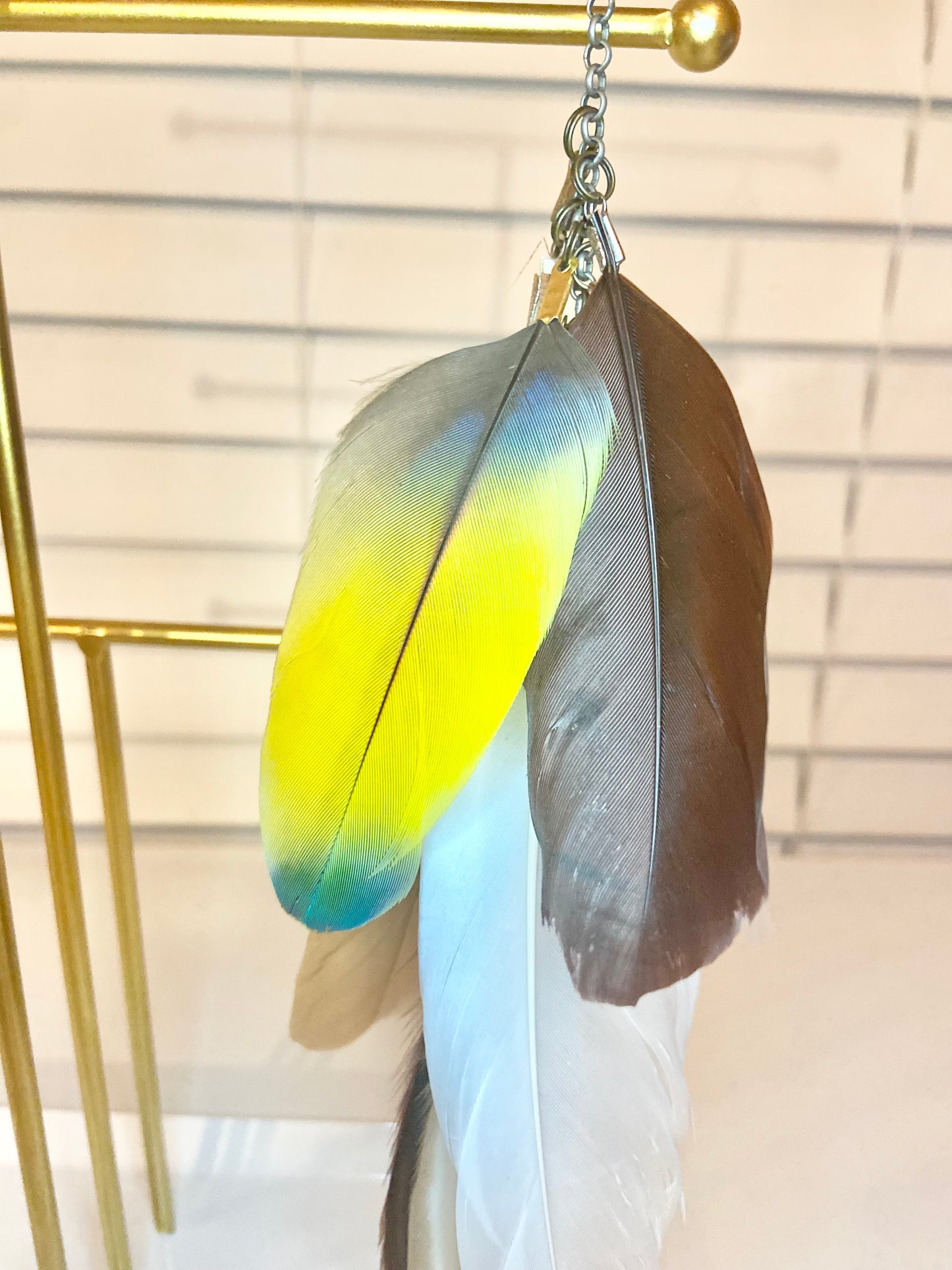 Single Long Yellow Feather Earring