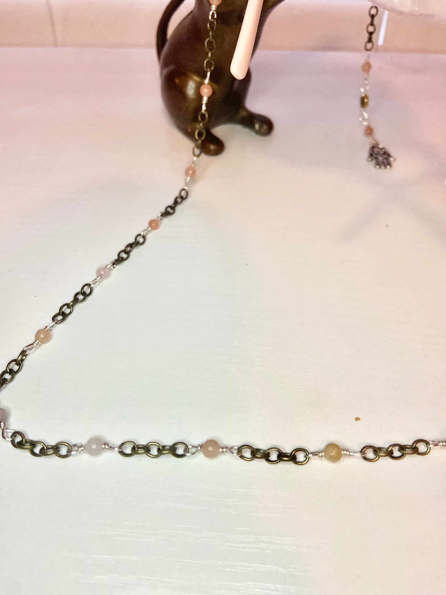 Rose Quartz Evil Eye Lanyard