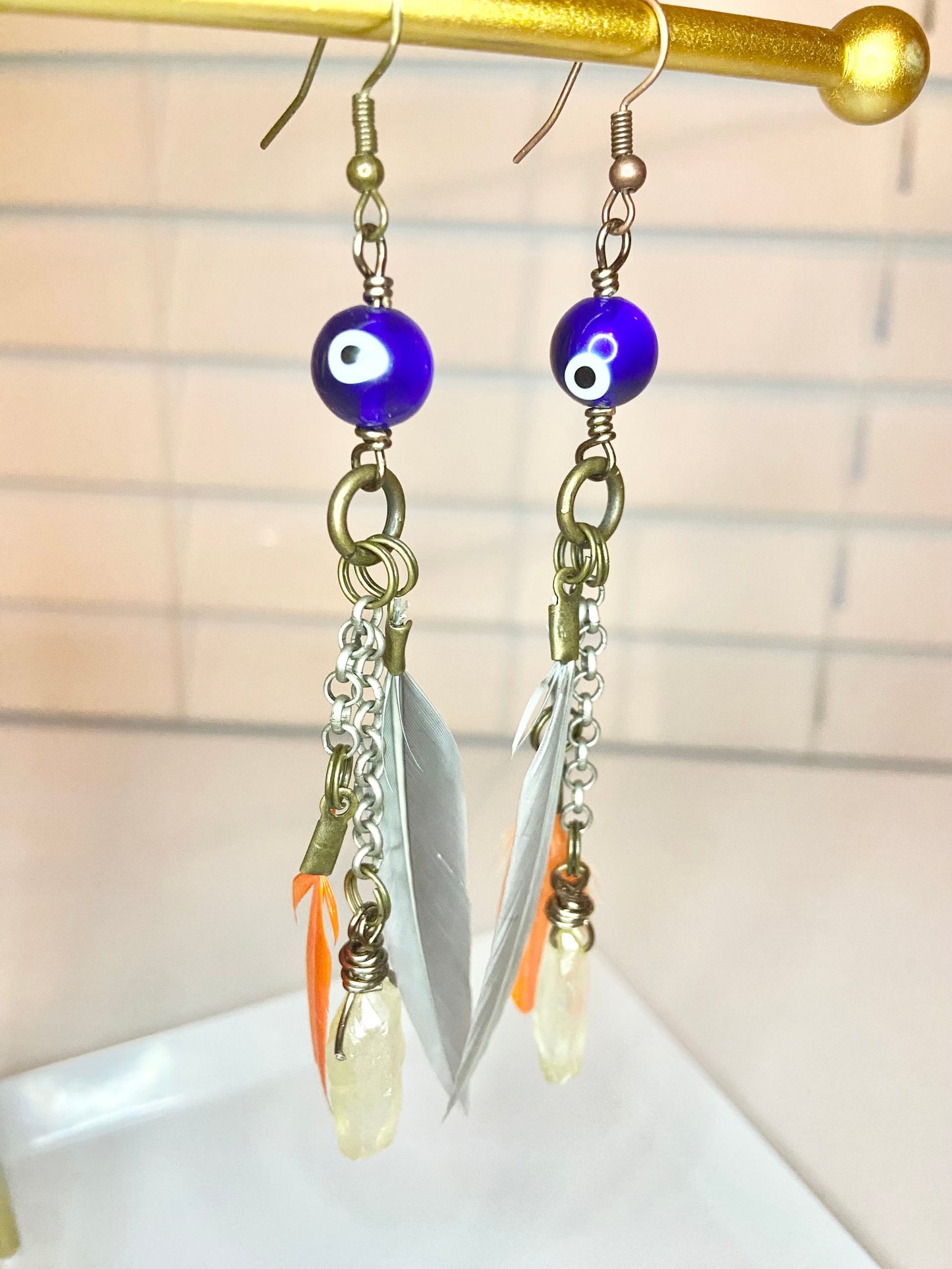 Citrine Evil Eye Earrings
