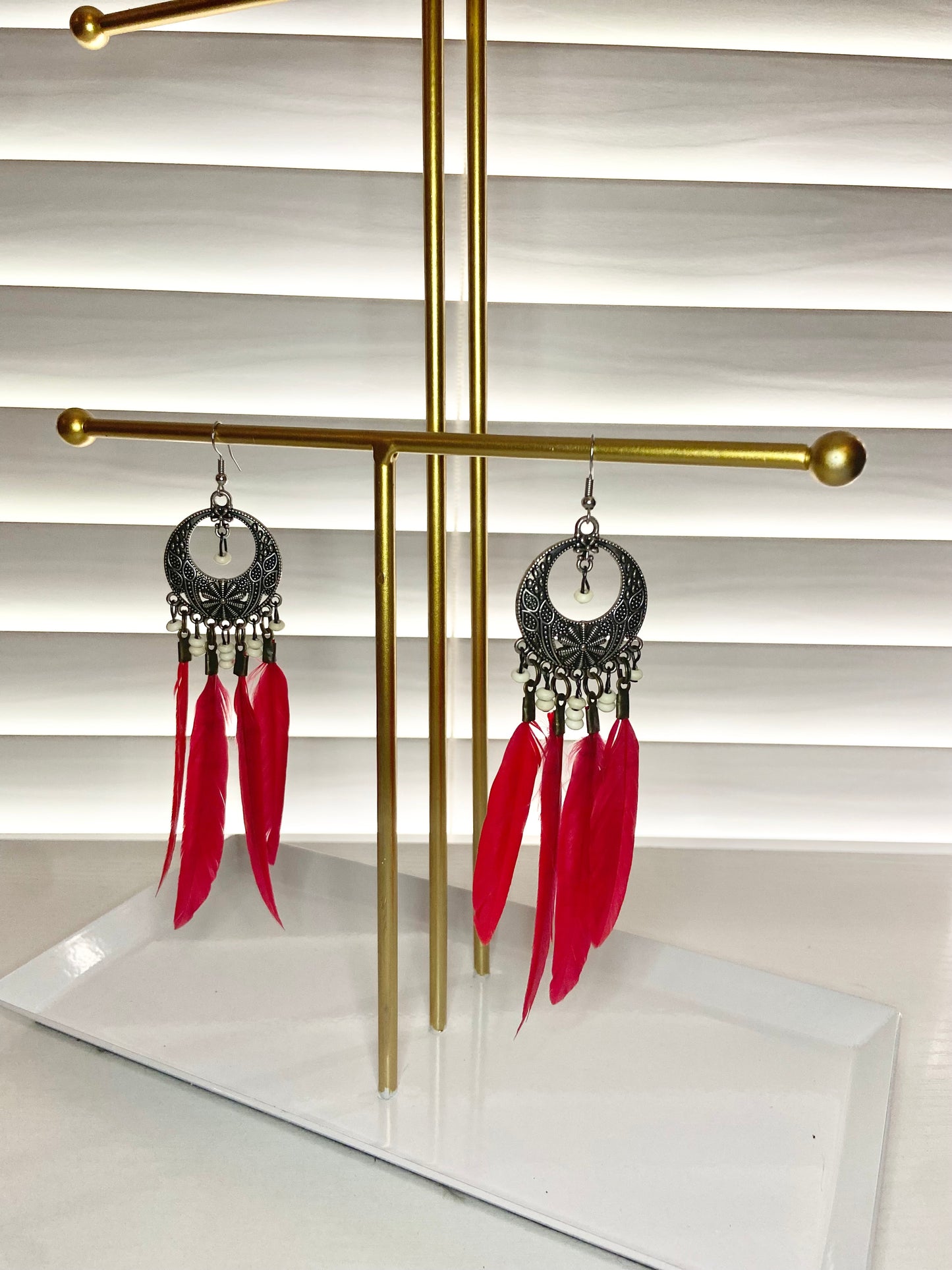 Red Boho Earrings
