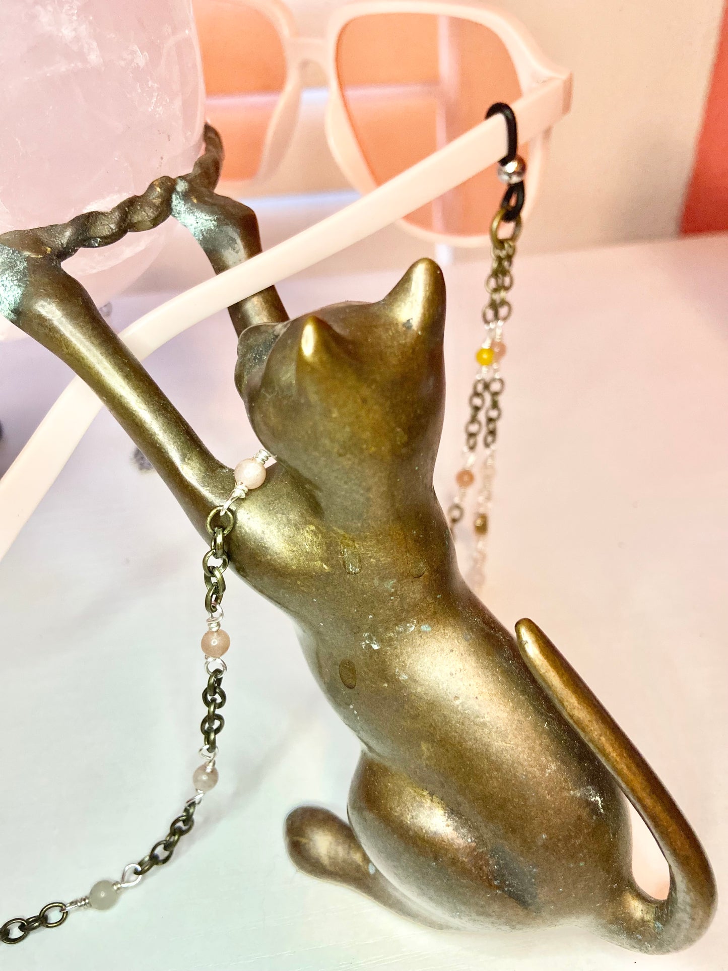 Rose Quartz Evil Eye Lanyard