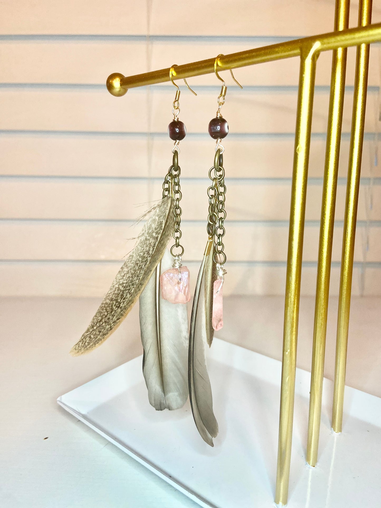 Rose Quartz Evil Eye Earrings