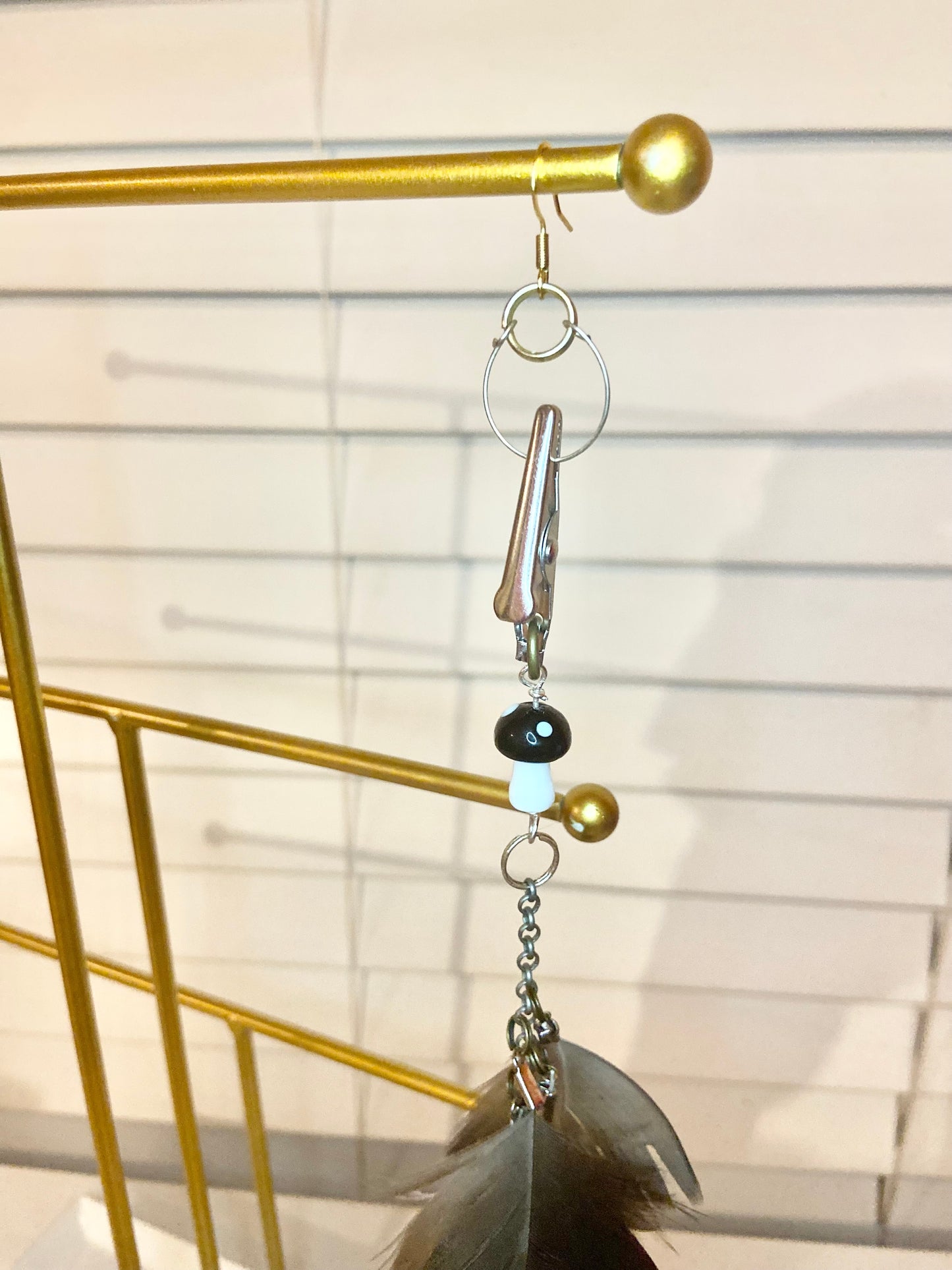 Single Long Natural Feather Earring