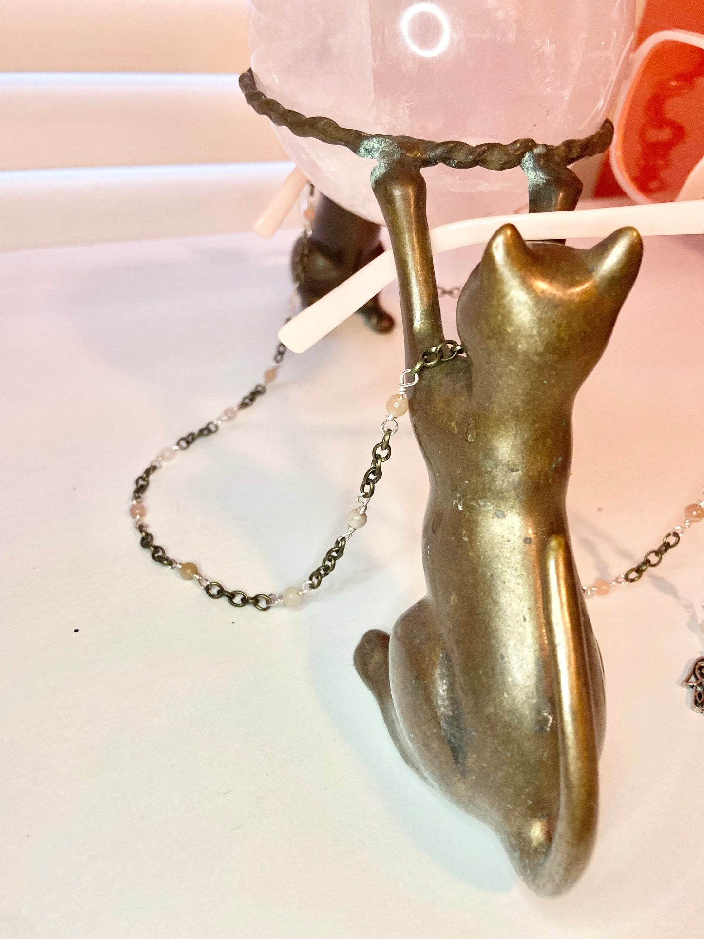 Rose Quartz Evil Eye Lanyard