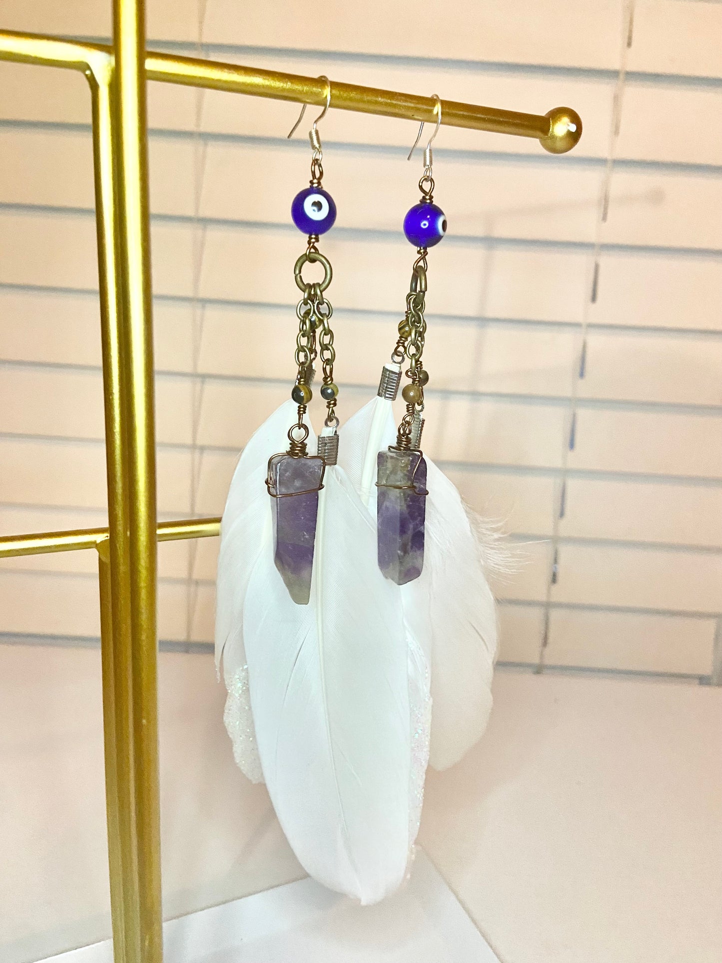 Amethyst Evil Eye Earrings