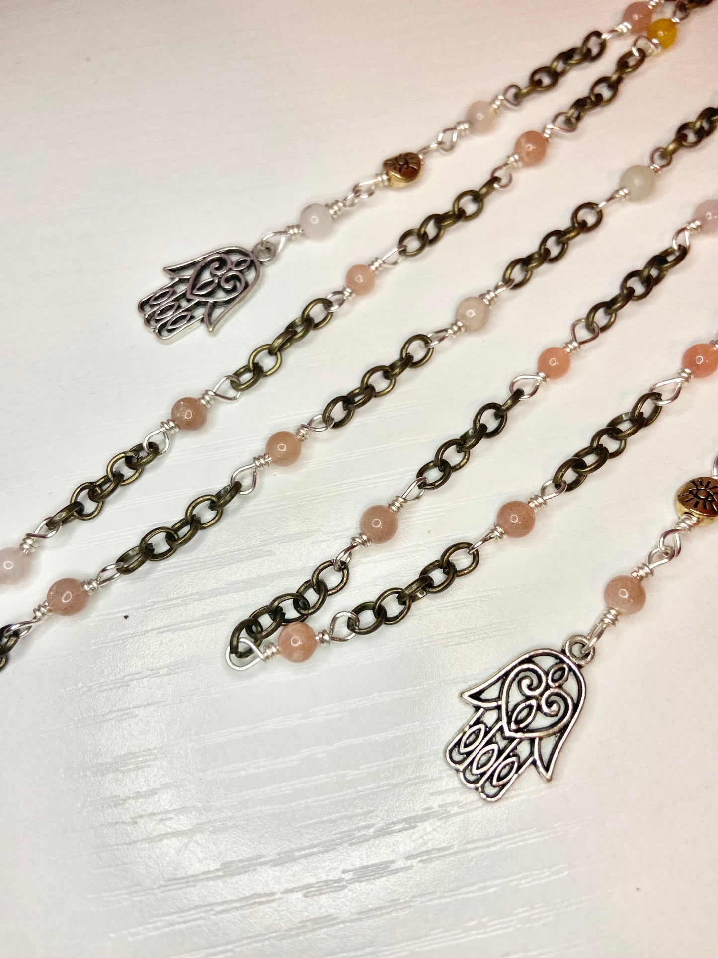 Rose Quartz Evil Eye Lanyard