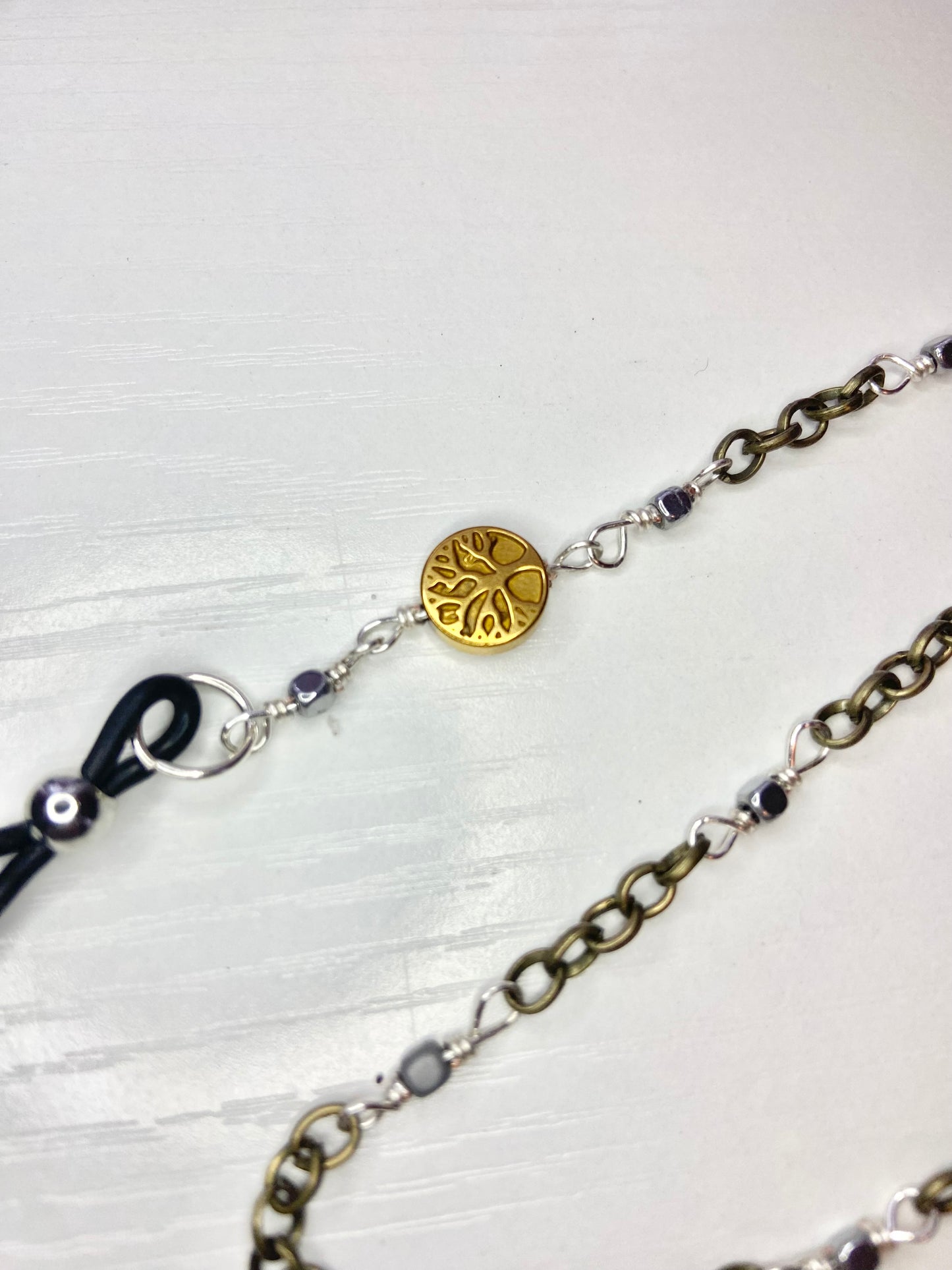 Simple Hematite Tree of Life Lanyard