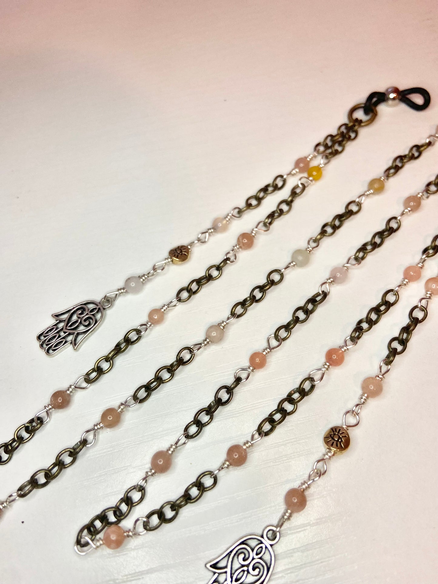 Rose Quartz Evil Eye Lanyard
