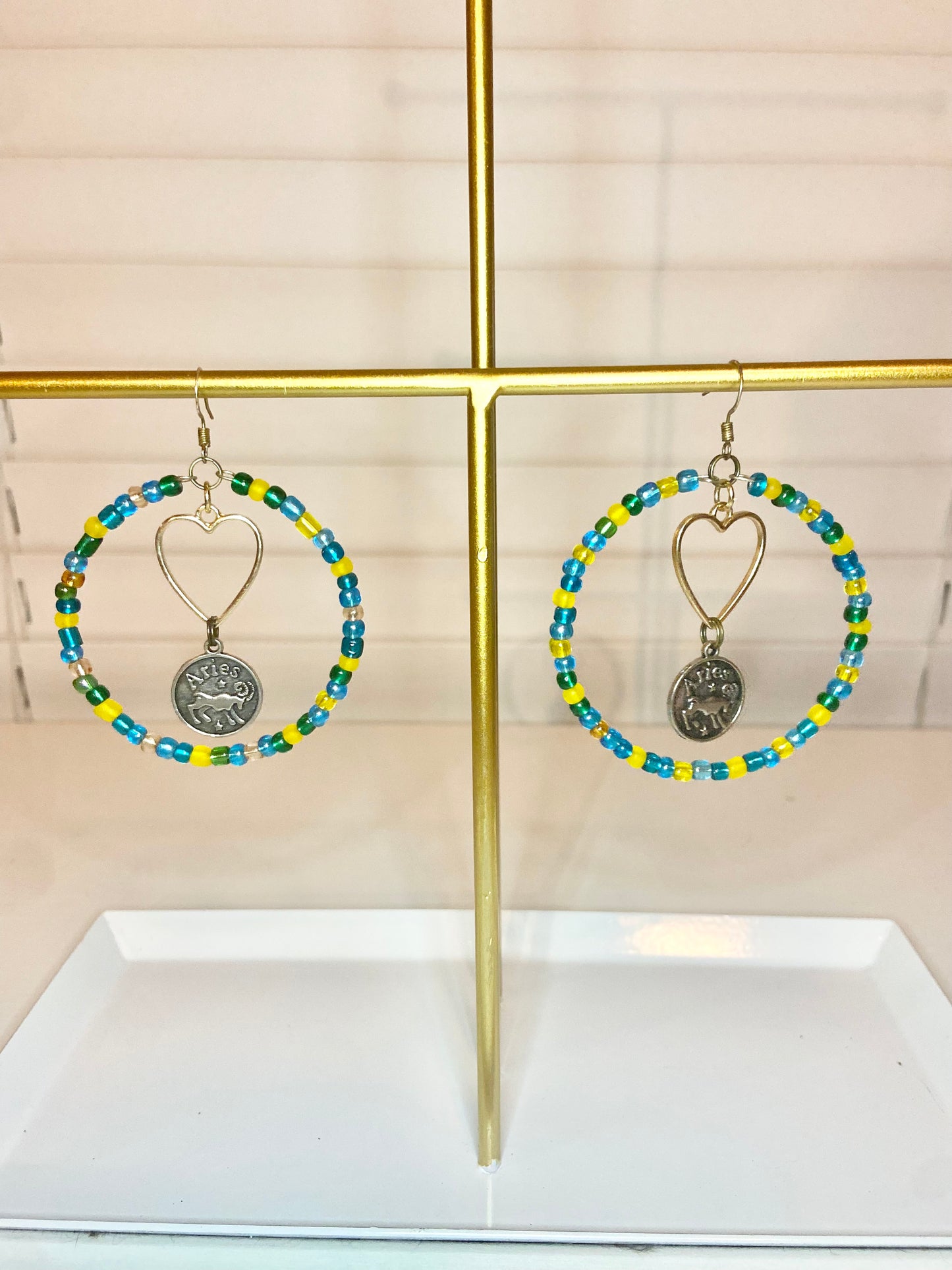 Blue and Yellow Aries Earring